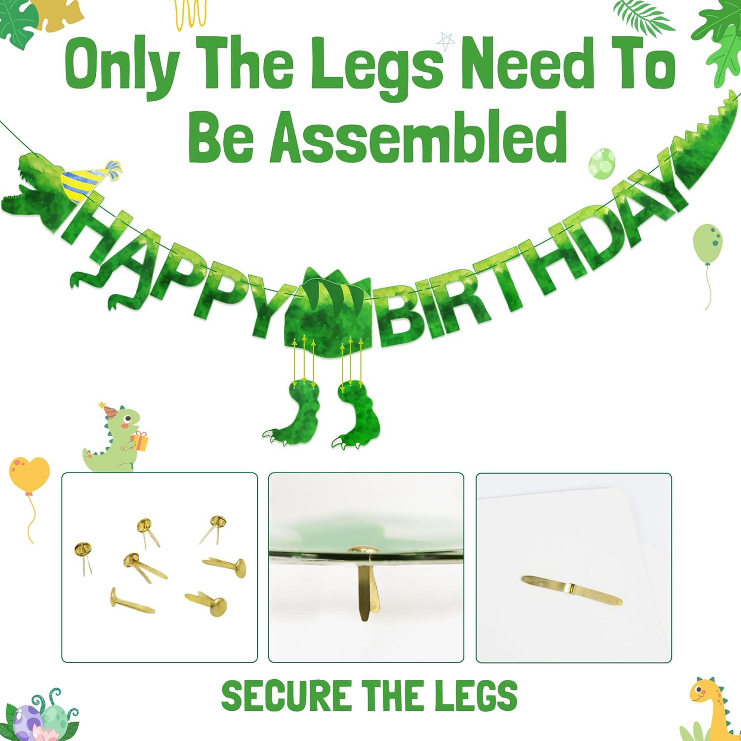 Watercolor Dinosaur Happy Birthday Banner Kids Party Decorations 6 Hanging Swirl Streamer 3 Honeycomb Centerpieces