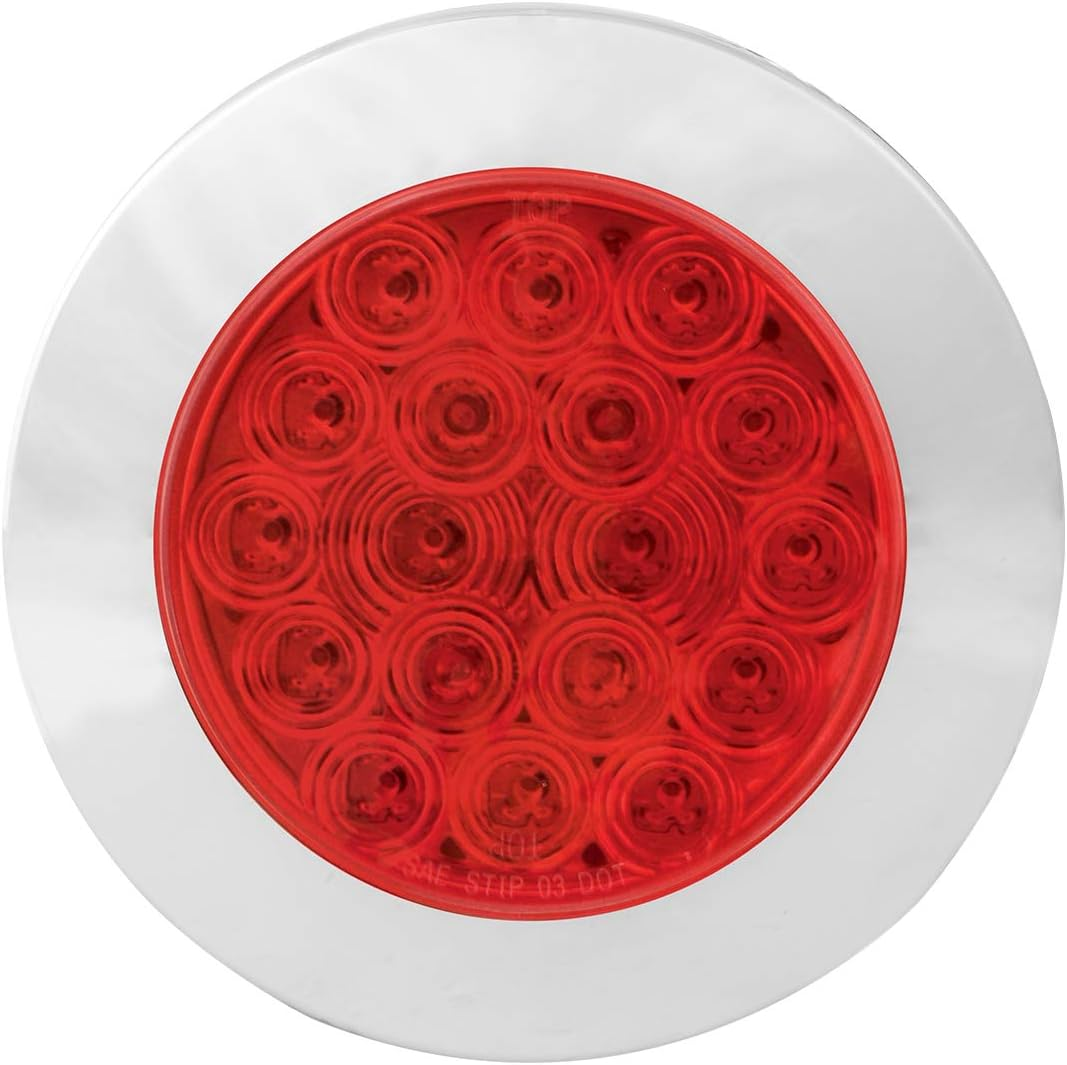 GG Grand General 75872 Red/Red 4 Inch Fleet 18 Led Flange Mount with Bezel, 3 Prong
