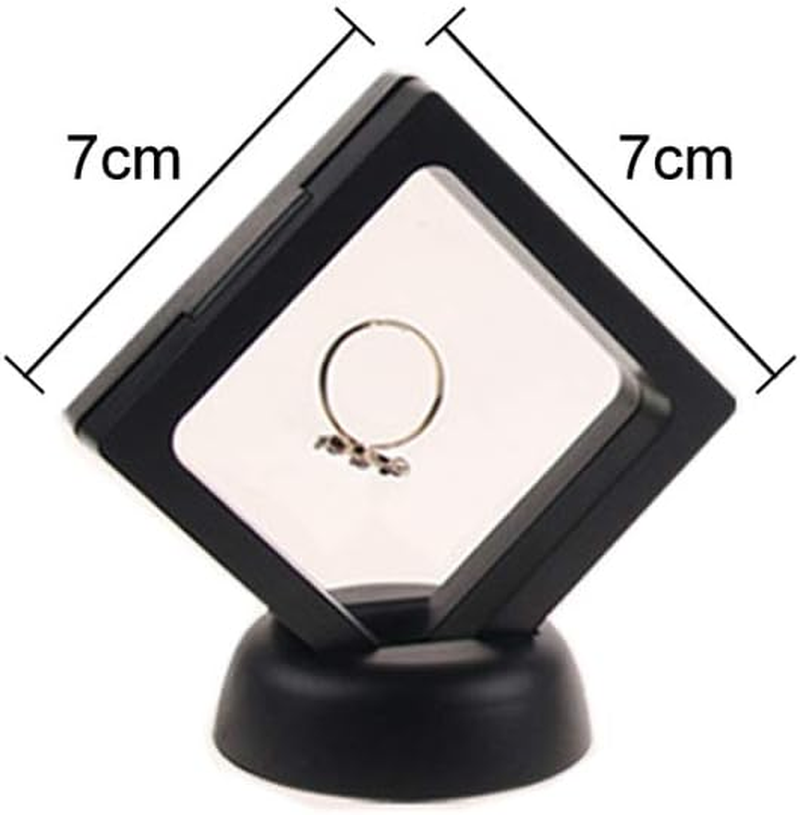 Lasenersm 4 Pieces Coin 3D Display Stand Box Set Diamond Square Medallion Challenge Coin Chip Display Stand Holder 3D Floating Frame Display Stand Box for Coins Medallions Jewelry 2.75"X2.75" Black image number 2
