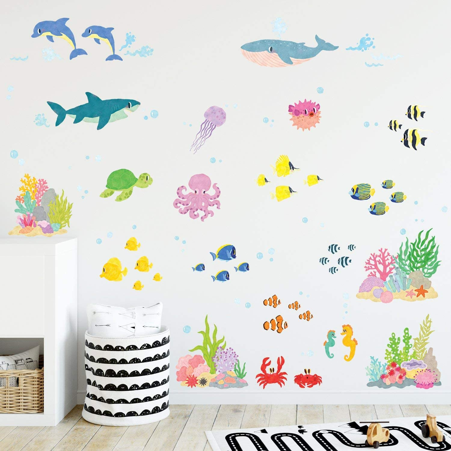 DECOWALL DS9-2014 under the Sea Wall Stickers Wall Decals Peel and Stick Removable Wall Stickers for Kids Nursery Bedroom Living Room image number 3