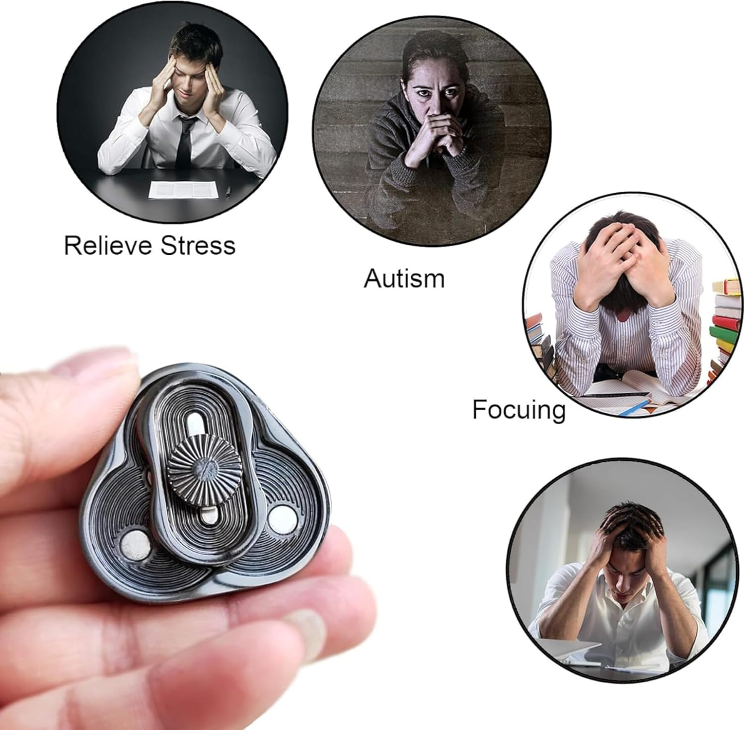 Metal Fidget Slider, Triangle Magnetic Fidget Slider, EDC Metal Fidget Slider Toys, Fidget Toys Adults, Autism Sensory Toy for Adults (Silver) image number 5