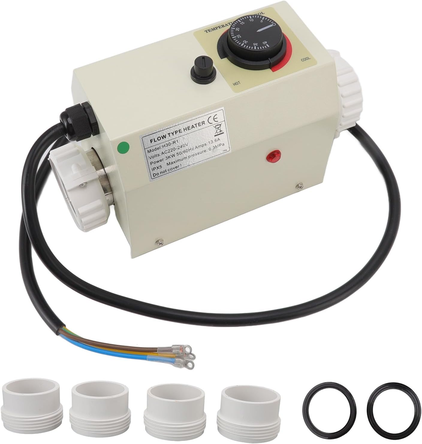 AC 220‑240V Electric Pool Heater, 3KW Swimming Pool Digital Electric Heater Water Bath Heater Thermostat Equipment with Touch Screen, for Bathtub Ground Pool