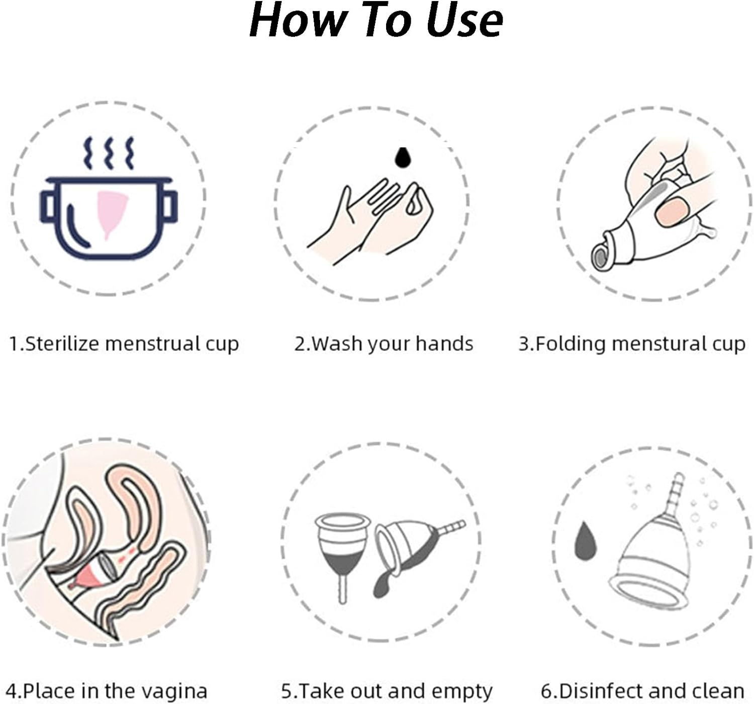 3PCS Foldable Menstrual Sterilizing Cup Set Women Hygiene Cups with Collapsible Silicone Cup S Size image number 5