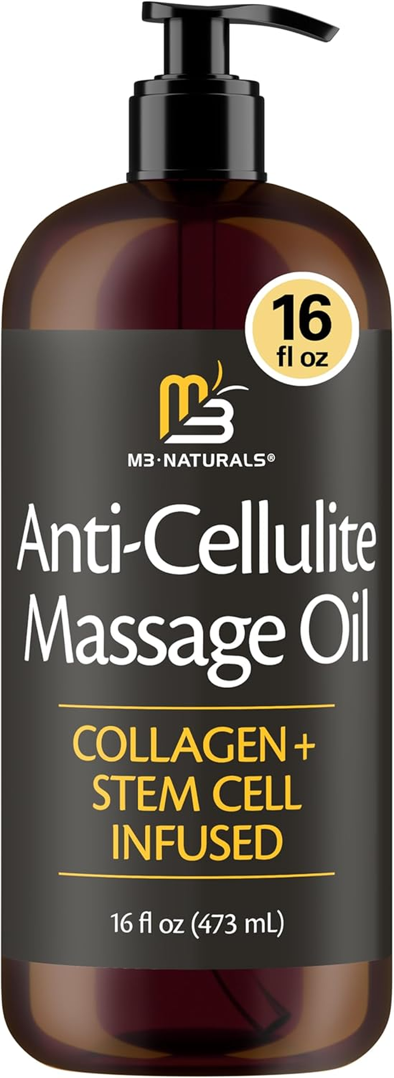 Anti Cellulite Massage Oil for Massage Therapy - Collagen and Stem Cell Skin Tightening Cellulite Cream for Women - 8 Fl Oz by M3 Naturals (2 Pack) image number 1