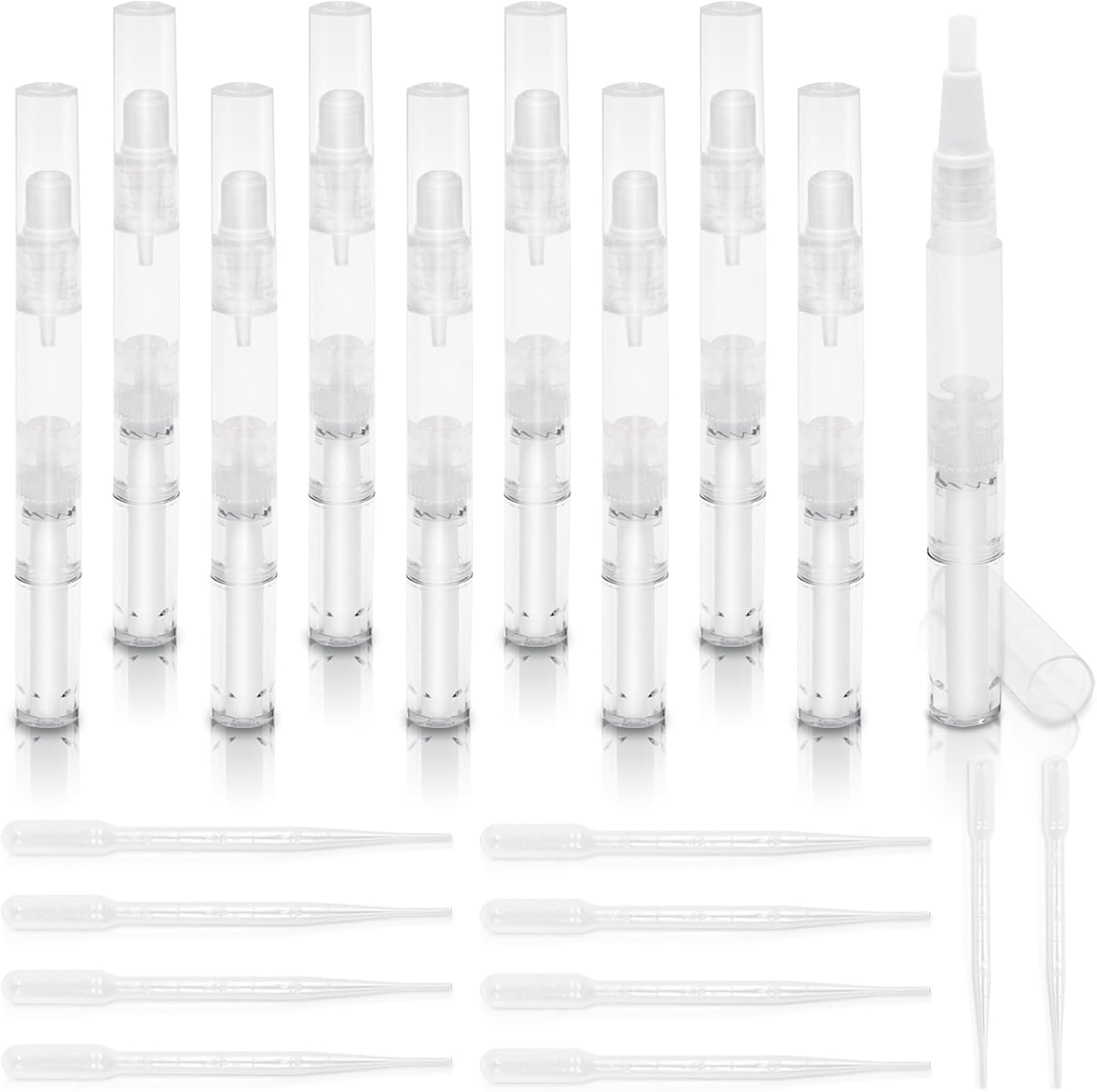 Koceci 10 Pack 3Ml Nail Oil Pen Refillable Transparent Twist Pens, Cuticle Oil Brush for Nails, Empty Nail Oil Pen with Brush Tip, Cuticle Oil Container (10) image number 6