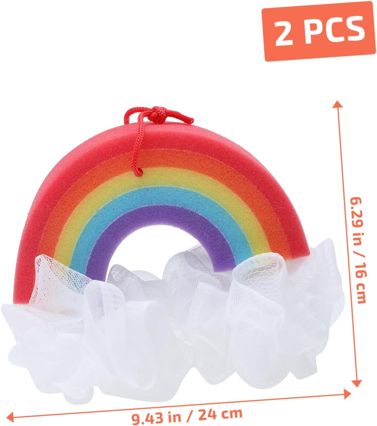 MERRYHAPY 2Pcs Rainbow Bath Flowers Bubble Forming Bath Wipes for Boys and Girls Creative Skin Scrubber image number 6