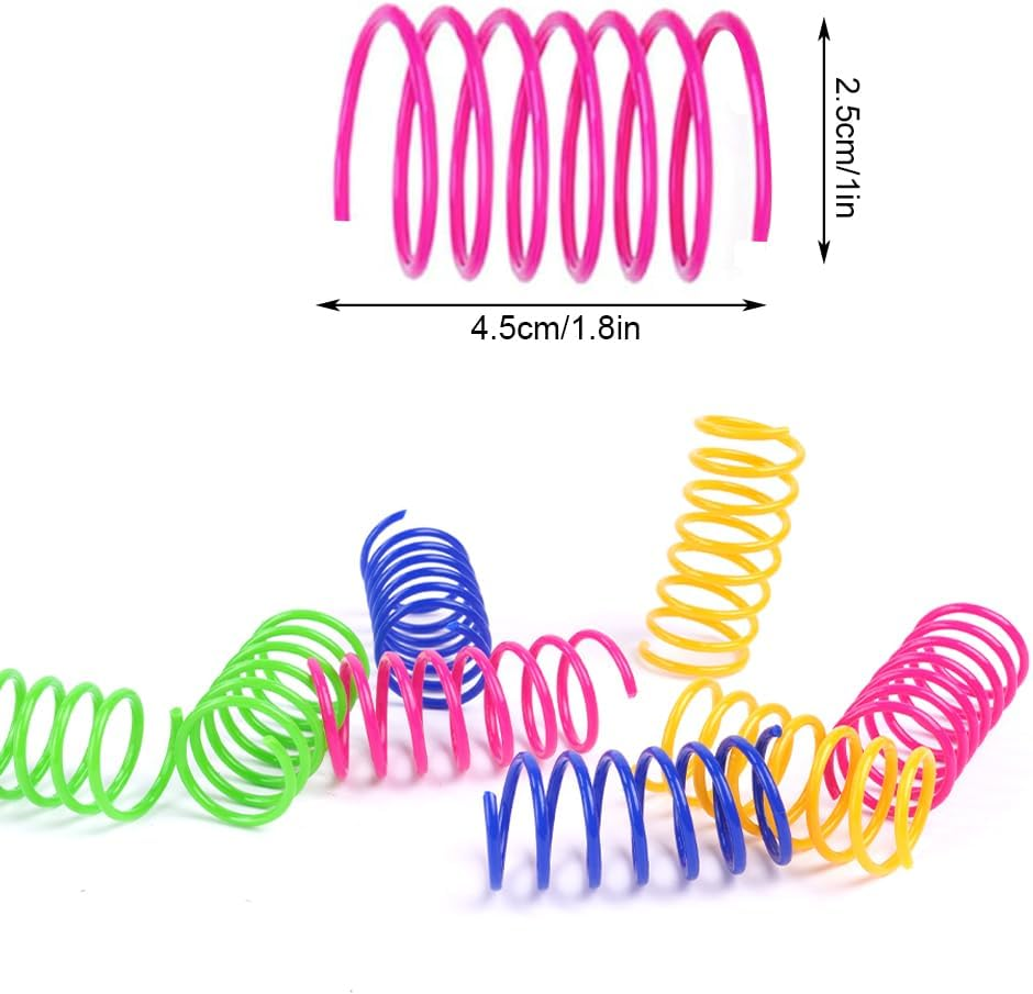 Vsshe Spiral Cat Toy, Pack of 24 Plastic Spiral Springs, Bpa-Free Cat Toy, Spiral Cat Toy, Colourful Novelty Pets Toy, Spring Spiral for Cats