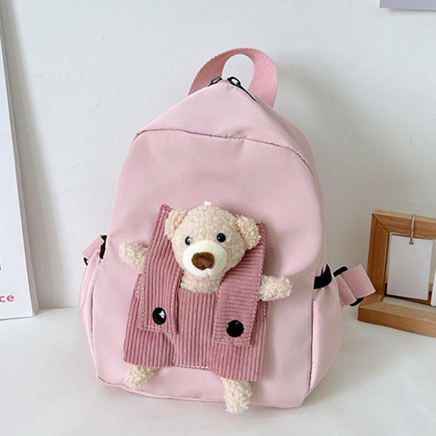 Bear Backpack | Kindergarten Backpack,3D Bear Design Spacious Interior Knapsack for Students Preschool Girls Boys Daily Commute Trips Camping - Pink image number 3