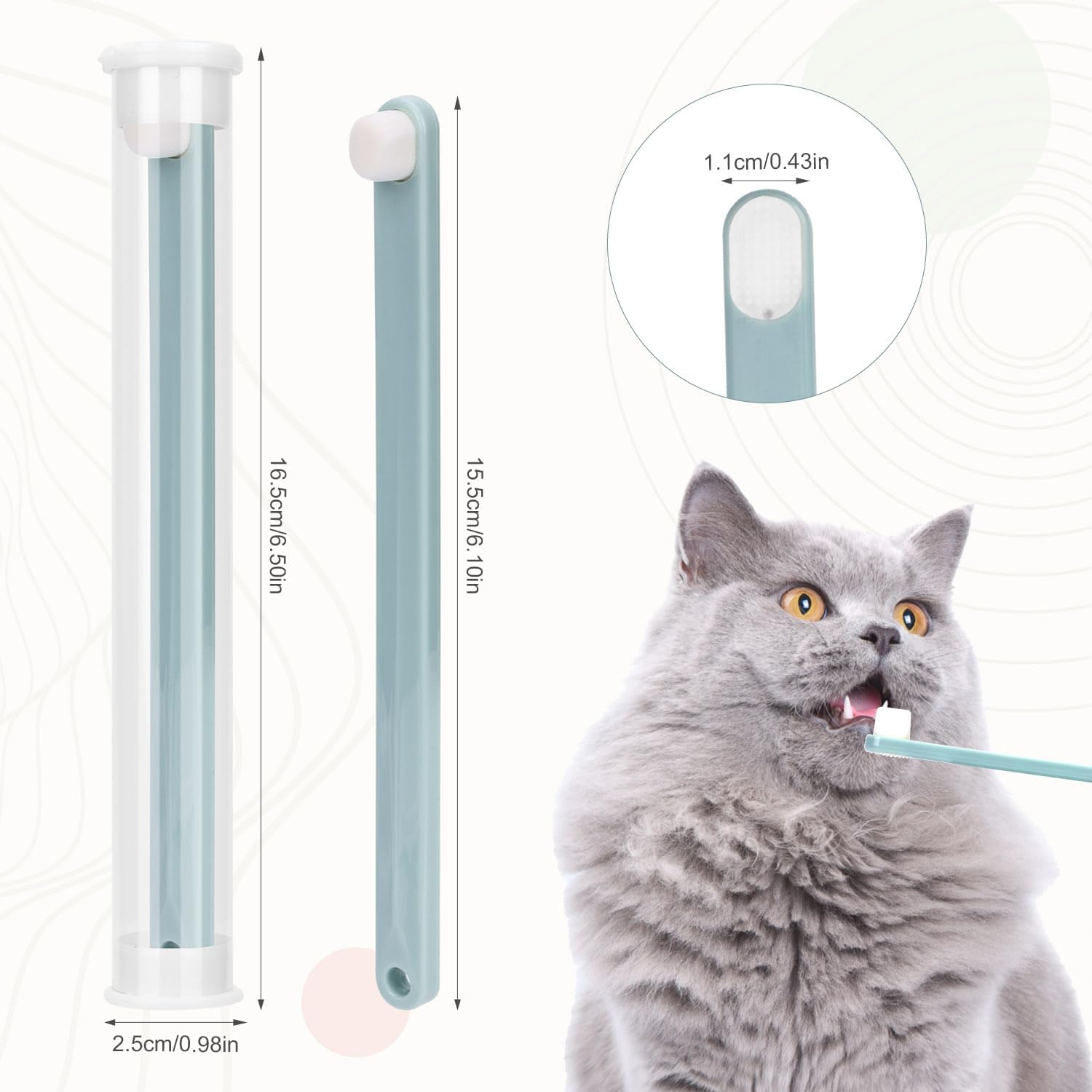 NQEUEPN 4Pcs Toothbrushes for Pets, Dual Sided Cats & Dogs Toothbrushes with 4 Toothbrush Protection Tube Soft Kitten Teeth Cleaning Brush, Reduces Bad Breath & Keeps Dental Healthy