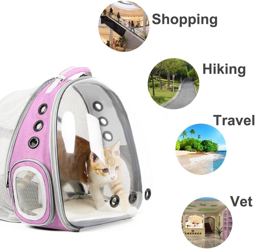 Clear Cat Backpack Carrier, Back Expandable Pet Backpack for Small Dog, Space Capsule Bubble Transparent Kitten Carry Bag for Traveling and Hiking, Airline Approved - Black image number 2