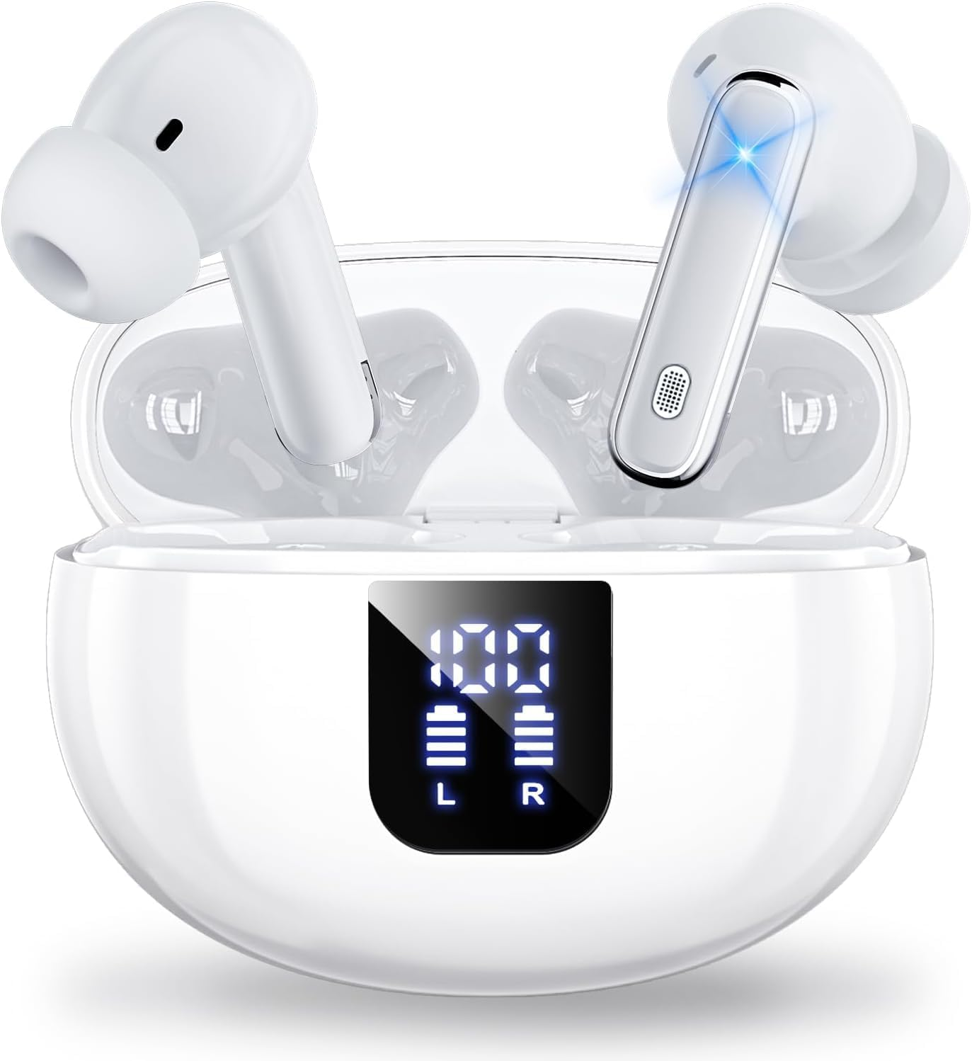 EUQQ Headphones Wireless Bluetooth 5.4 ANC+ENC Noise Cancelling In-Ear Headphones 360&deg; Hifi Stereo 1 Hour Quick Charge 36 Hours Playtime Earphones with LED Charging Box S/M/L Ear Caps Type C Charging image number 4