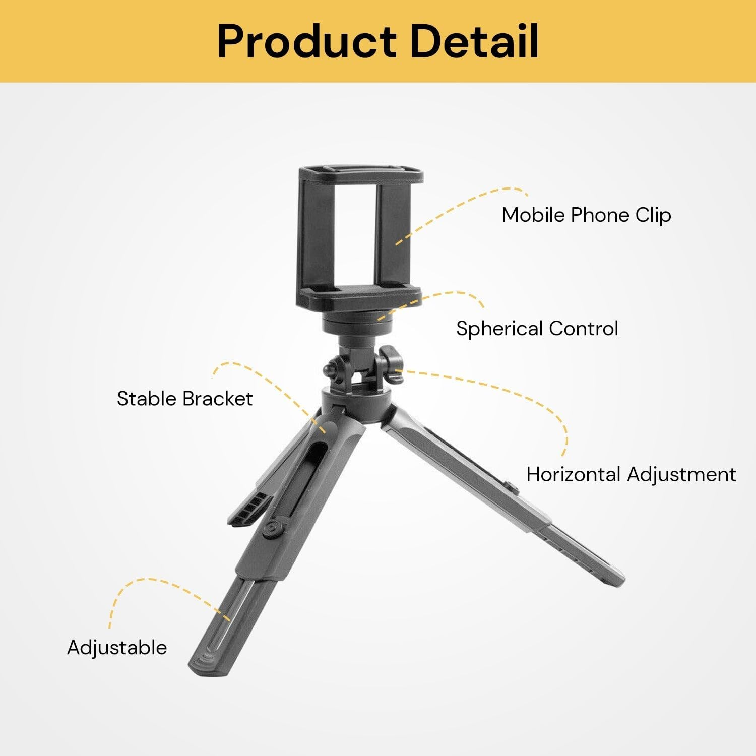 EZONEDEAL Phone Tripod, Extendable Cell Phone Tripod Stand, Selfie Stick Tripod with Phone Holder, Adjustable Cell Phone Travel Tripod Stand for Video Recording, 360&deg; Rotate Selfie Stand image number 2