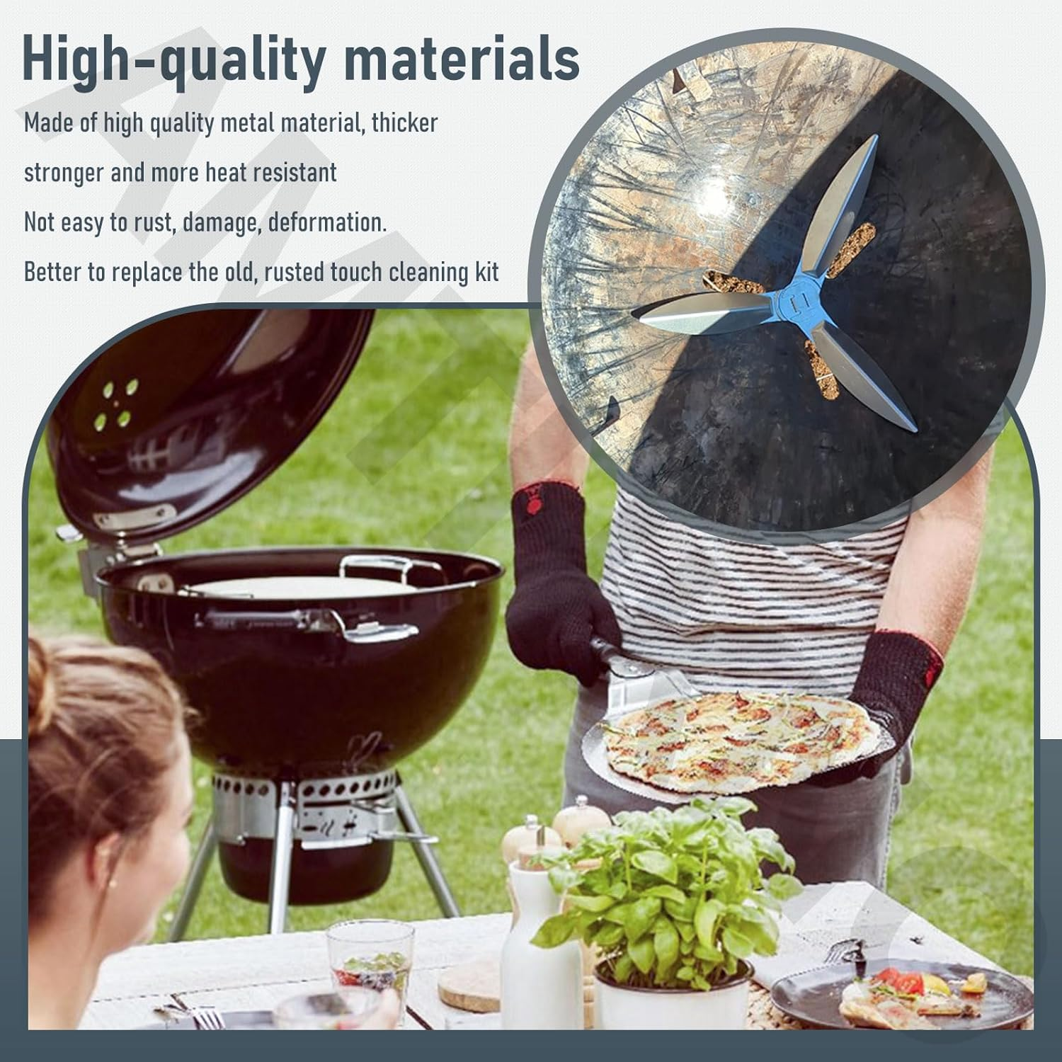 22-1/2-Inch One Touch Cleaning System Kit, Compatible with Weber Grill, Kettle Grills - It Is Used in the Bottom of Grill Damper Air Amount Control and Ash Clean-Out. (1) Silver image number 1