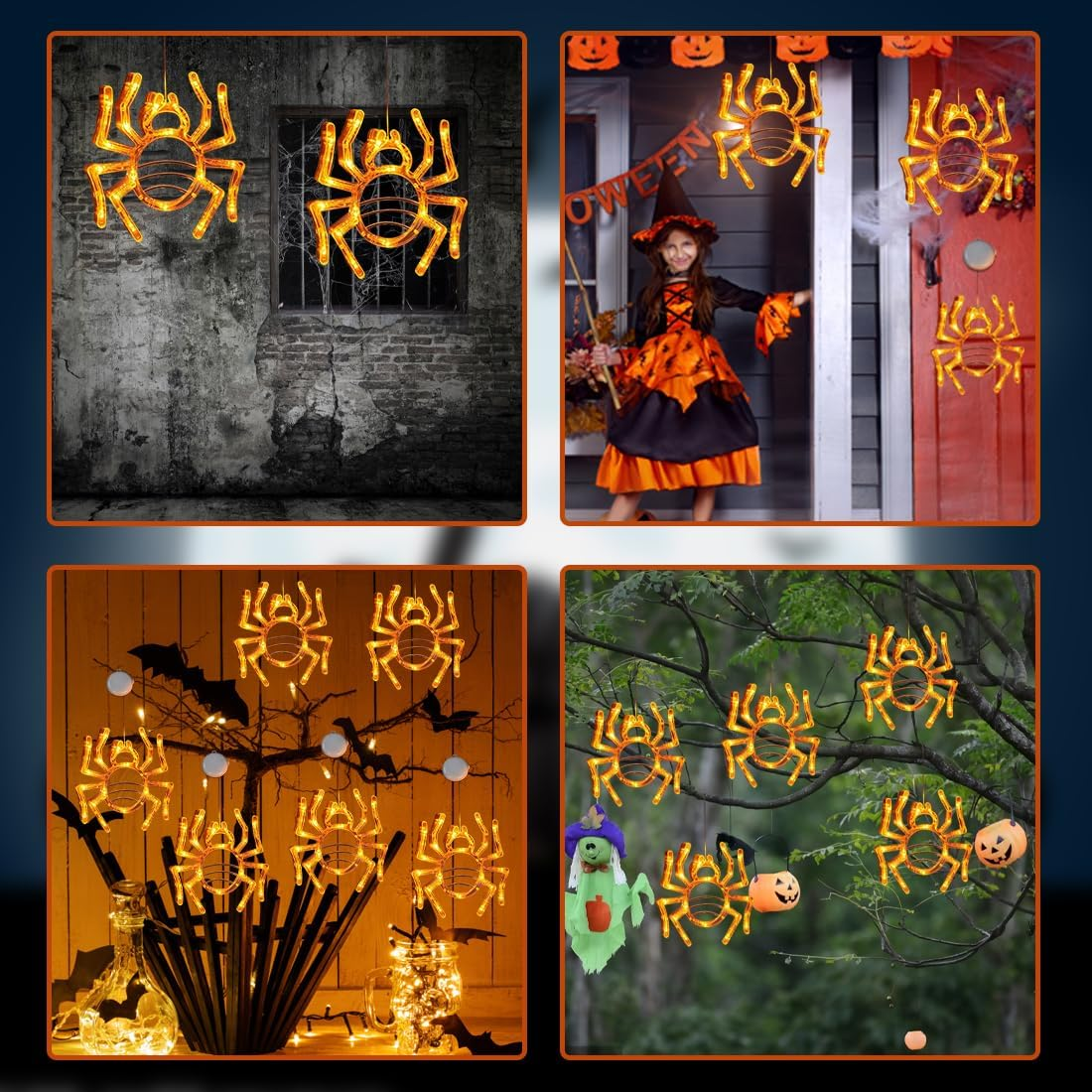 Tomedeks Halloween Decorative Fairy Lights, LED Halloween Decoration, Indoor and Outdoor Use, Waterproof, Orange Spider Fairy Lights, Battery image number 5