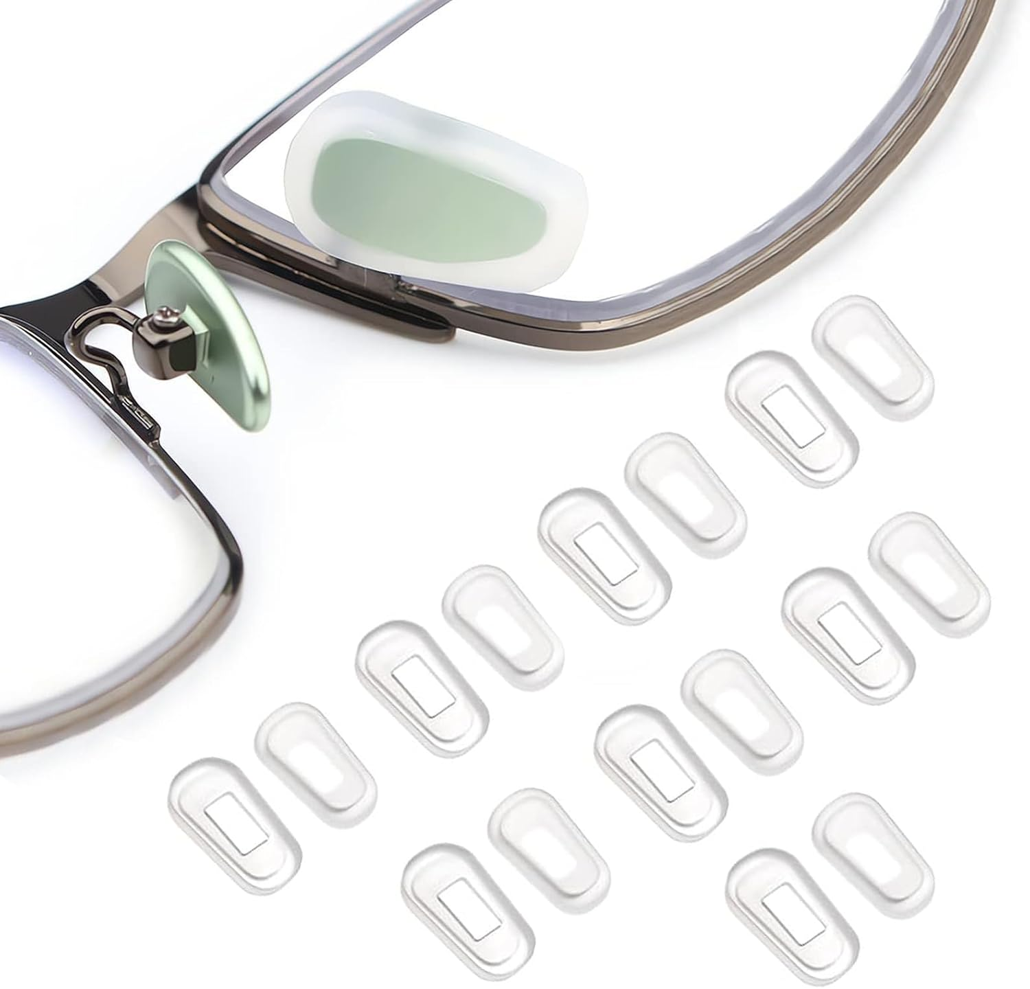 Itadaku 8 Pairs Eyeglass Nose Pad Covers, Slip-On Soft Silicone Anti-Slip Nose Pads for Glasses, Eyewear Repair Kit with Protective Nose Bridge Pads (White, L Size)