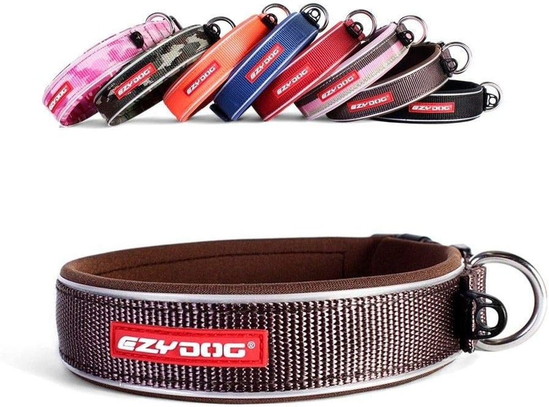 EZYDOG Classic Neo Dog Collar | Dog Collar Small, Medium, Large Dogs, Reflective Dog Collar, Supreme Comfort, Soft Neoprene Material, Non-Corrosive (Chocolate)