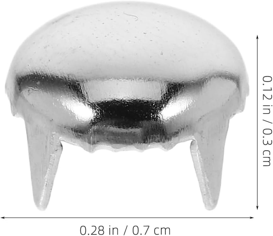 Homoyoyo 100Pcs Silver round Dome Studs Claw Rivets for DIY Craft Dressmaking Suitcase Accessories Easy Installation No Tools Required for Clothing Bags Shoes image number 6