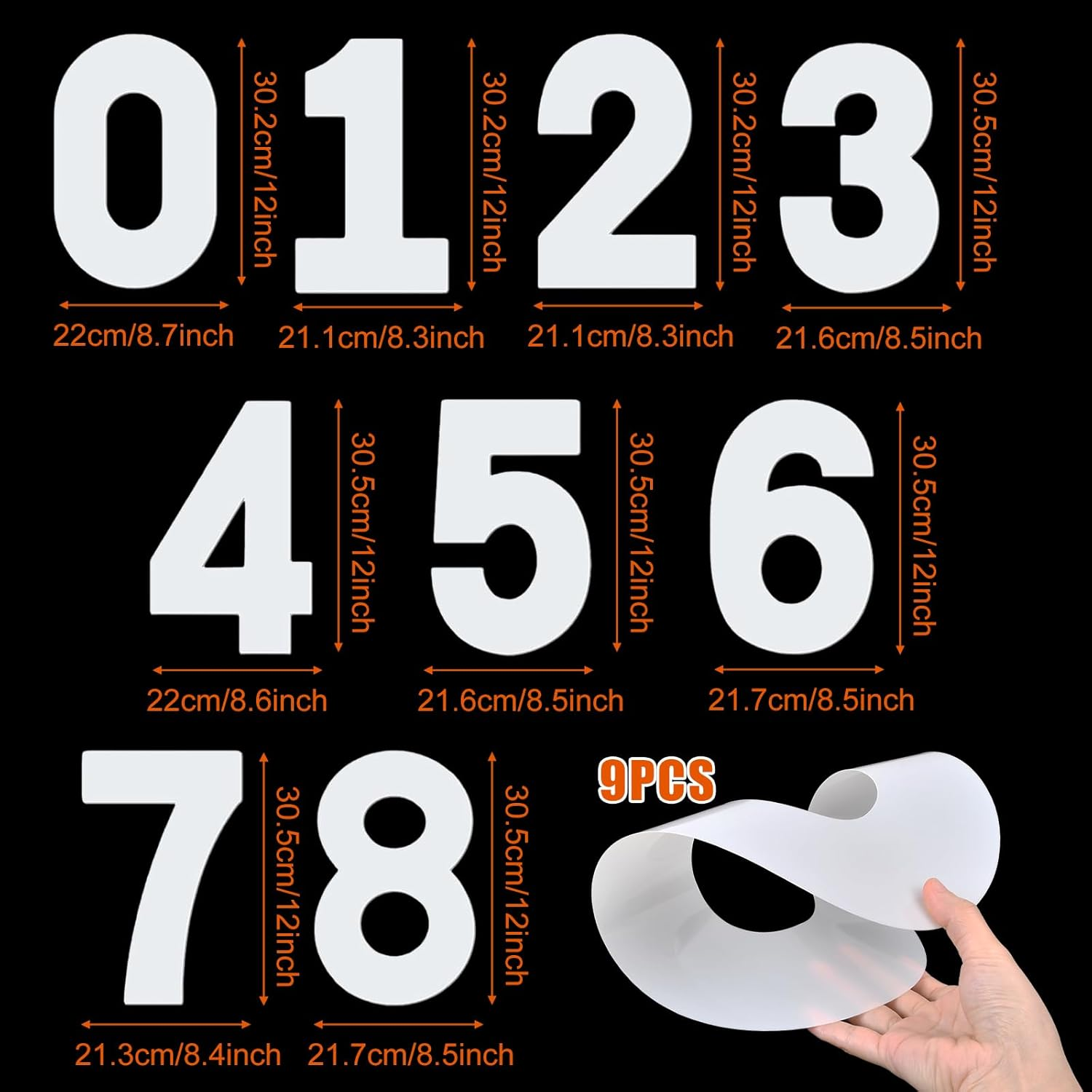 9 Piece Number Moulds for Baking, Large Baking Moulds for Numbers 0-8, Cake Moulds Set, Number Baking Cake Moulds for Wedding, Birthday, Anniversary, Number Baking Moulds for Cake Decoration image number 2