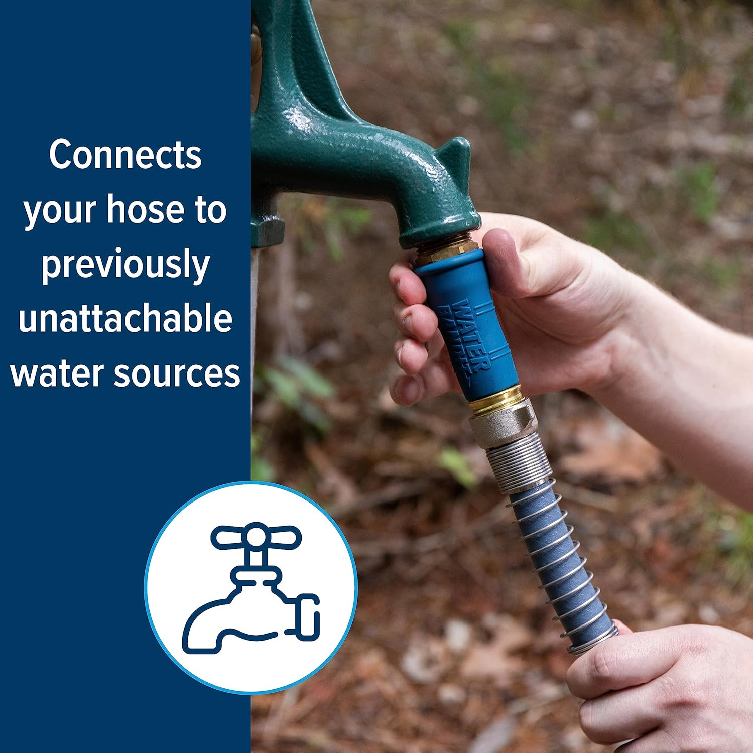 Camco Water Bandit - Easily Connect Your RV Water Hose to Damaged or Stripped Faucet Threads or Faucets without Thread - Features a Highly Flexible Silicone-Polymer Sleeve (22484) image number 1