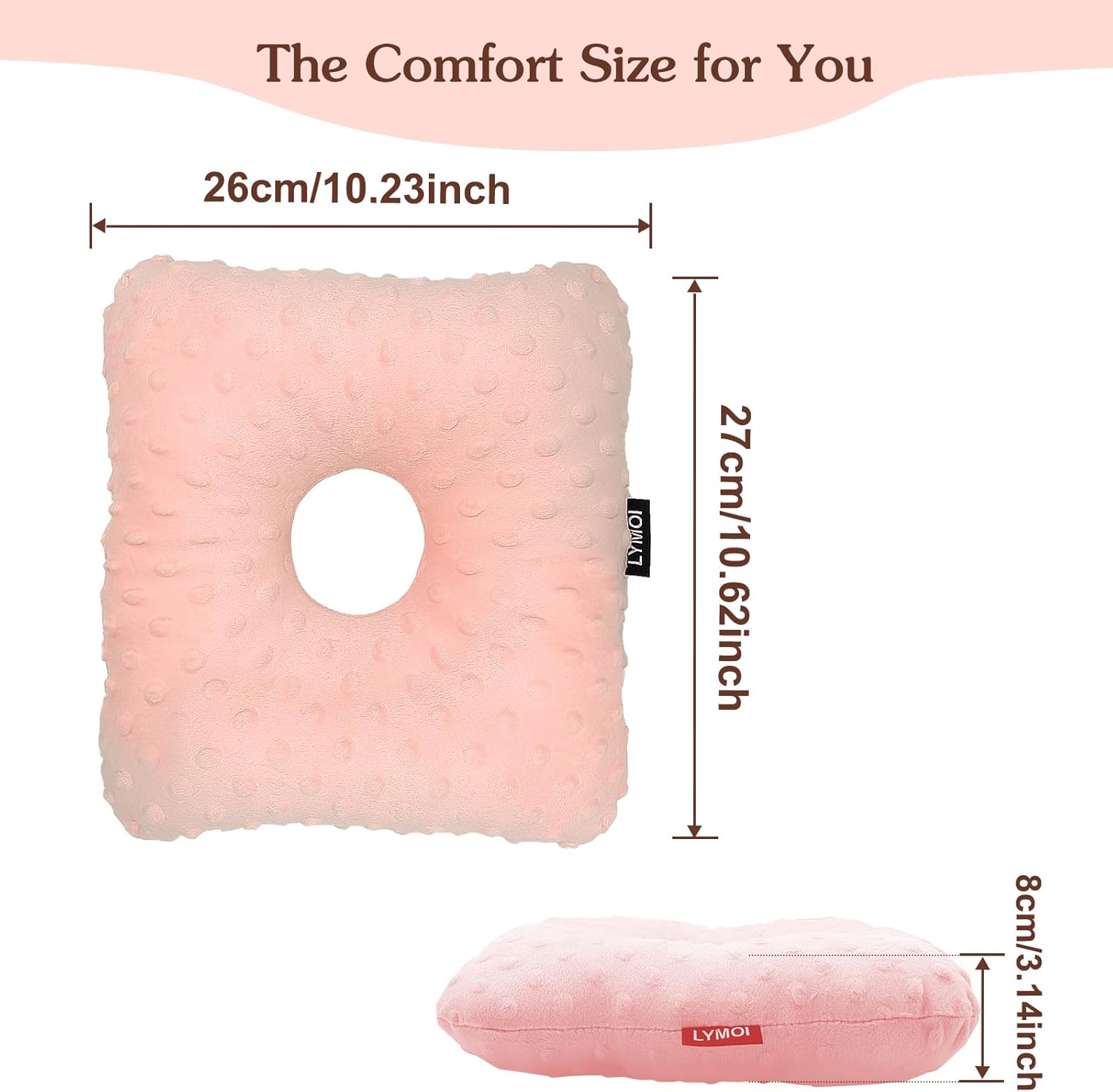Large Ear Piercing Pillow for Side Sleepers, Side Sleeping Pillow, Ear Protector Pillows with Holes for Ear Pain CNH Piercing Pain Relief Ear Inflammation Pressure Sores Minky Dot (Pink) image number 7