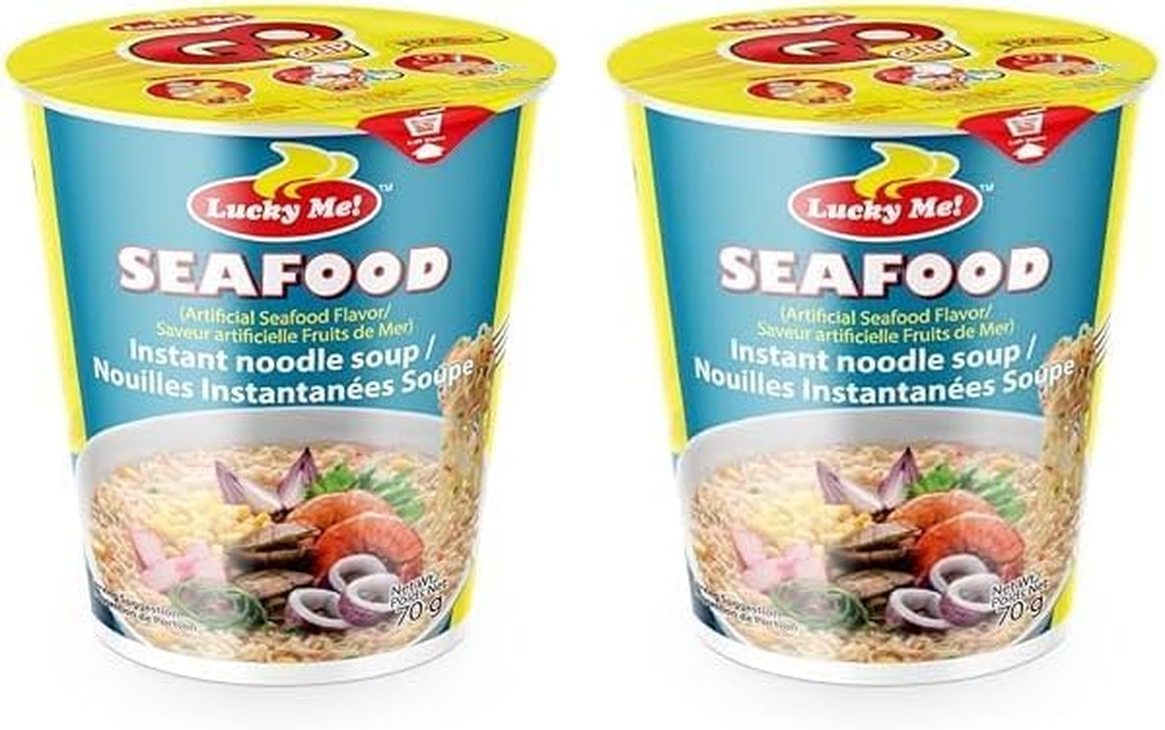 Lucky Me Seafood Instant Noodle Soup Cup 70G image number 1