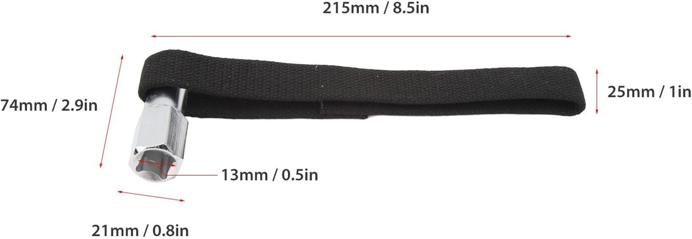 Professional Grade Adjustable Nylon Oil Filter Strap Wrench 1/2 Drive - Strap Wrench Heavy Duty, Chrome-Plated Steel Construction, up to 120Mm Filters for Finally Engine Maintenance Black image number 3