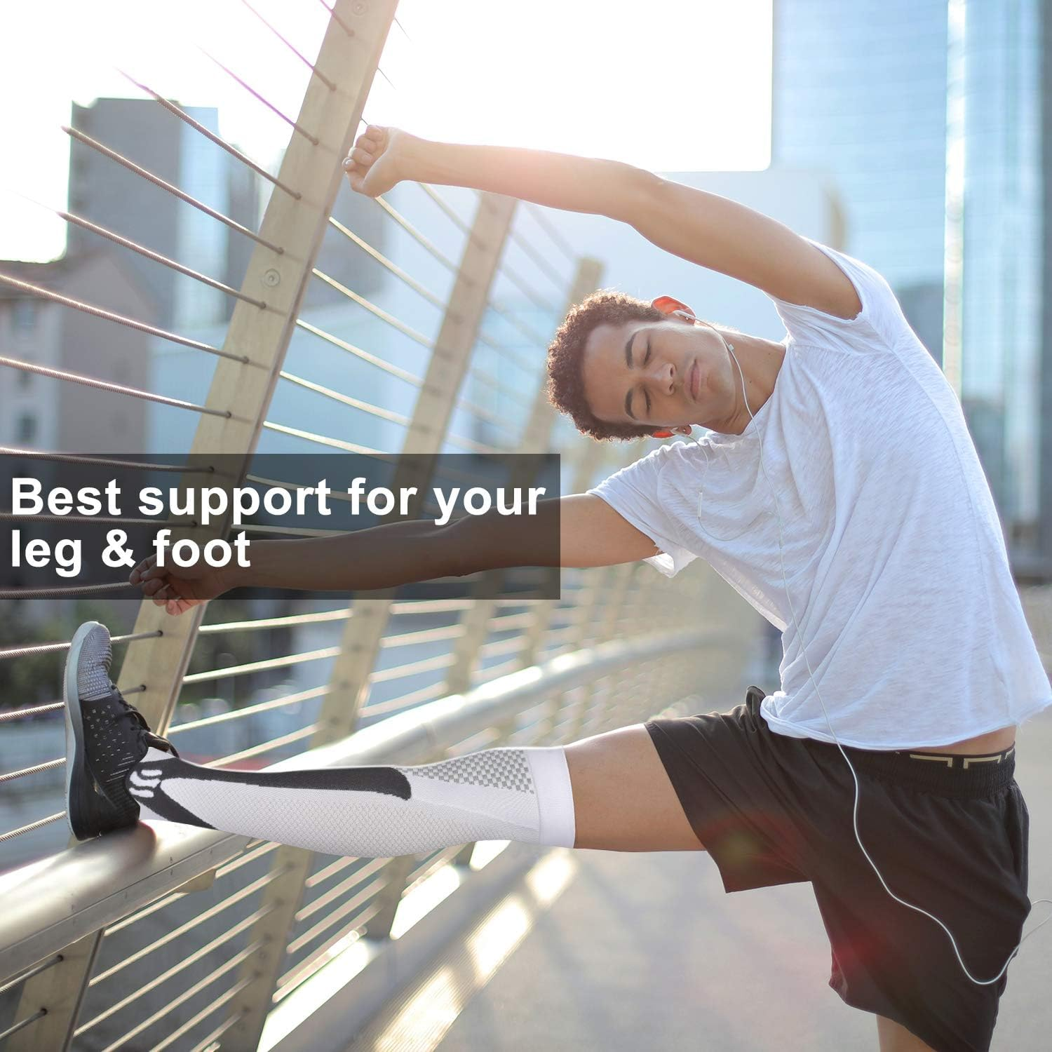 3 Pairs Compression Socks for Men Women, Knee-High Sport Support Sockings, Non-Slip Long Tube Socks, High Comfort Sockings for Sports, Running, Flight, Travel, Cycling image number 6