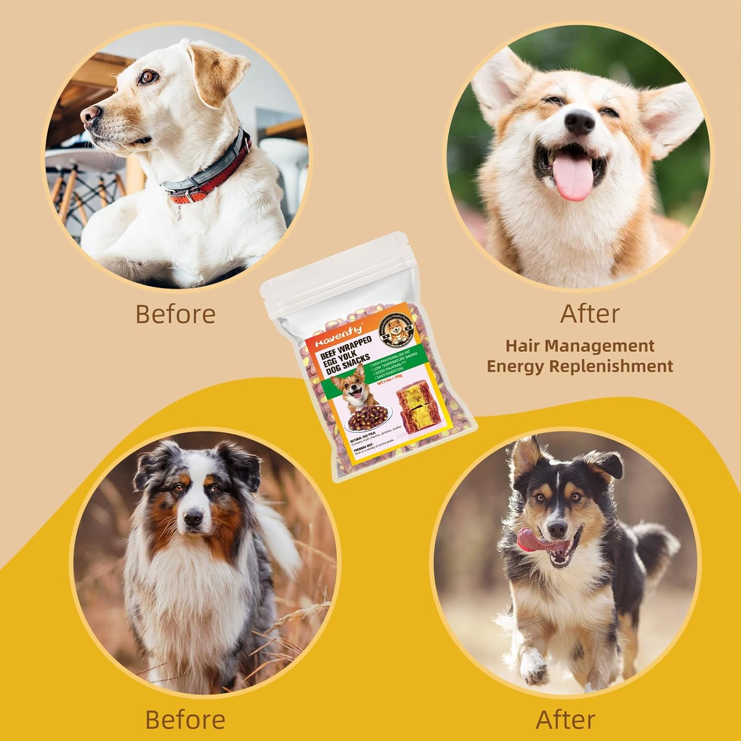 Beef & Egg Yolk Dog Treats, Natural-Ingredient Dog Treats, Healthy Tasty Training Snacks (100G) image number 1