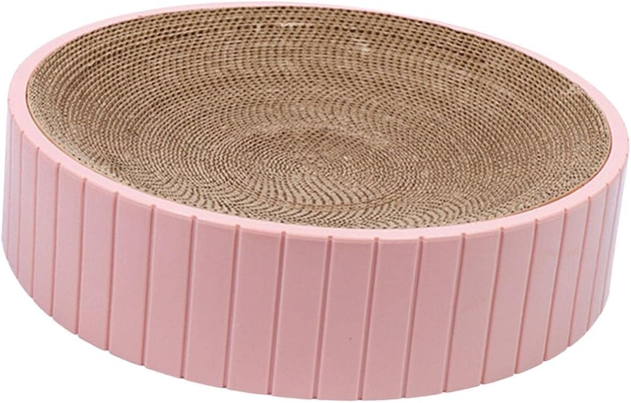 Fenteer round Cat Scratcher Durable 31Cmx31Cmx6Cm Sofa Protector Detachable Nest Bed Cat Scratching Board Bed Scratch Board for Rest Kitty Kitten, Pink image number 4