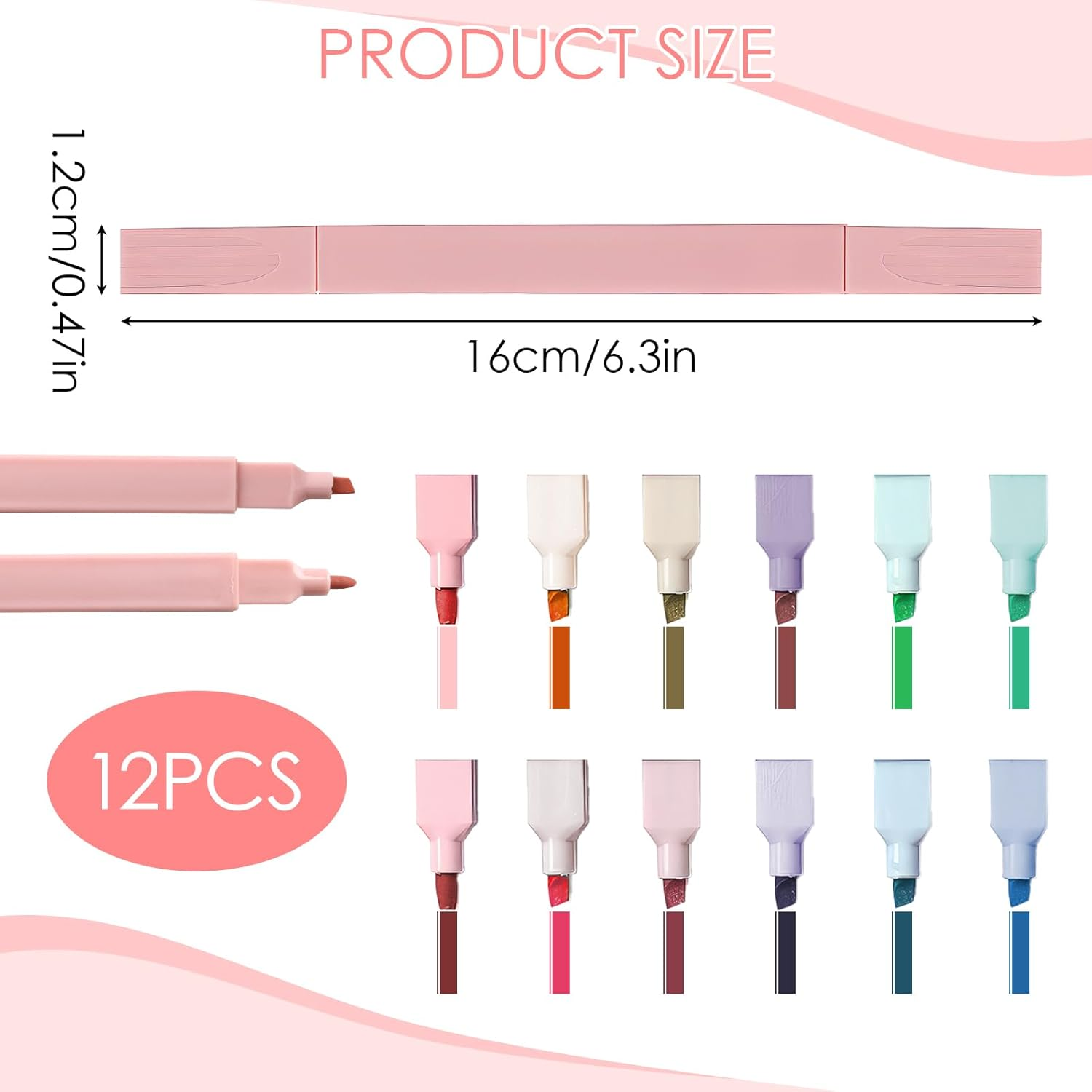 Coastalpure 12-Pack Pastel Highlighters Set - No-Bleed Dual Tip Bible Markers for Journaling, School & Office (12 Colors) - Quick-Dry, Smudge-Proof Aesthetic Pens