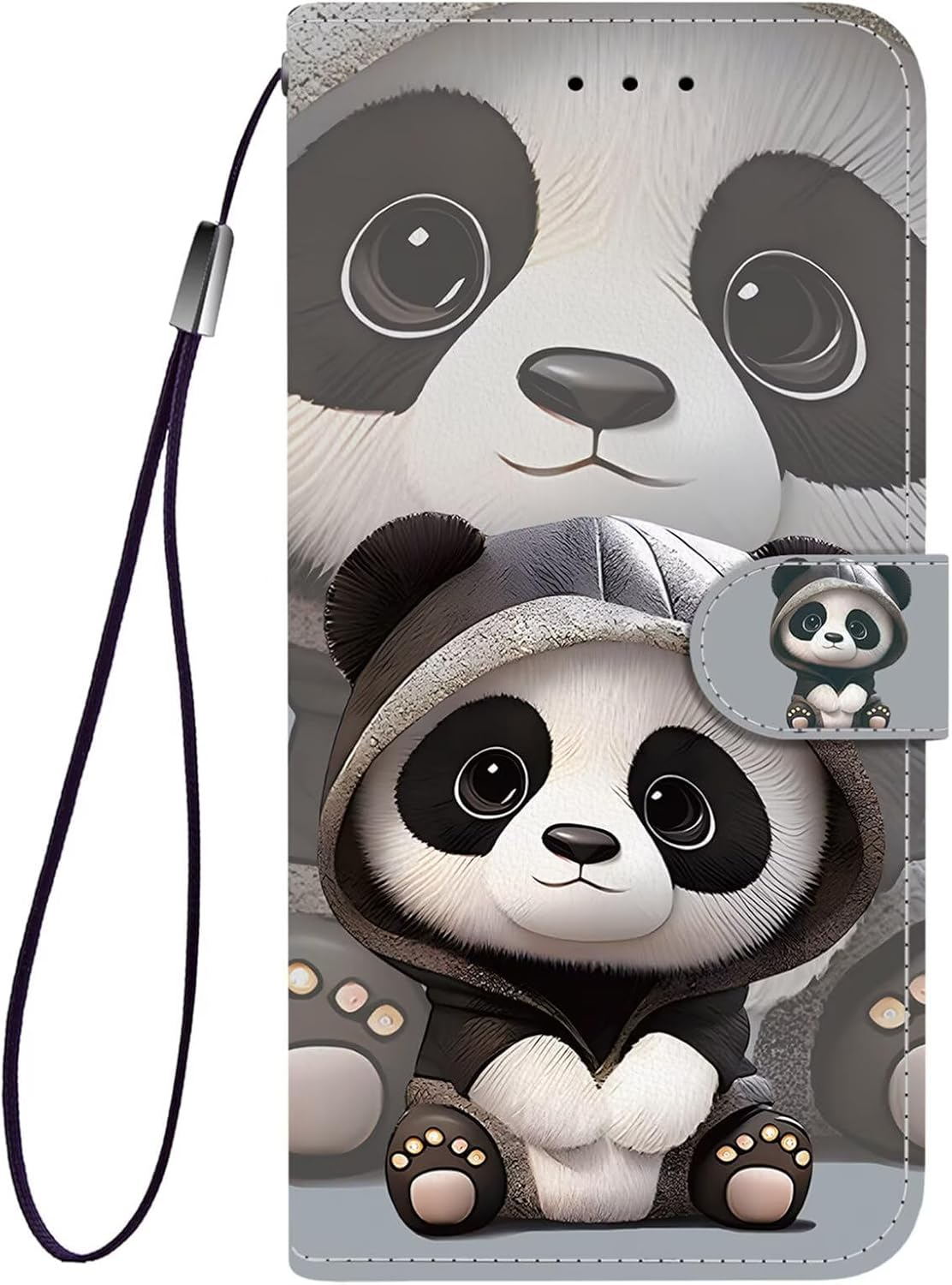 YUEQIAN Case for Samsung Galaxy A16 5G/4G, Cute Panda Wallet Flip Case Credit Card Slots & Stand Function Mobile Phone Case with Lanyard Protective Case (Panda) image number 3