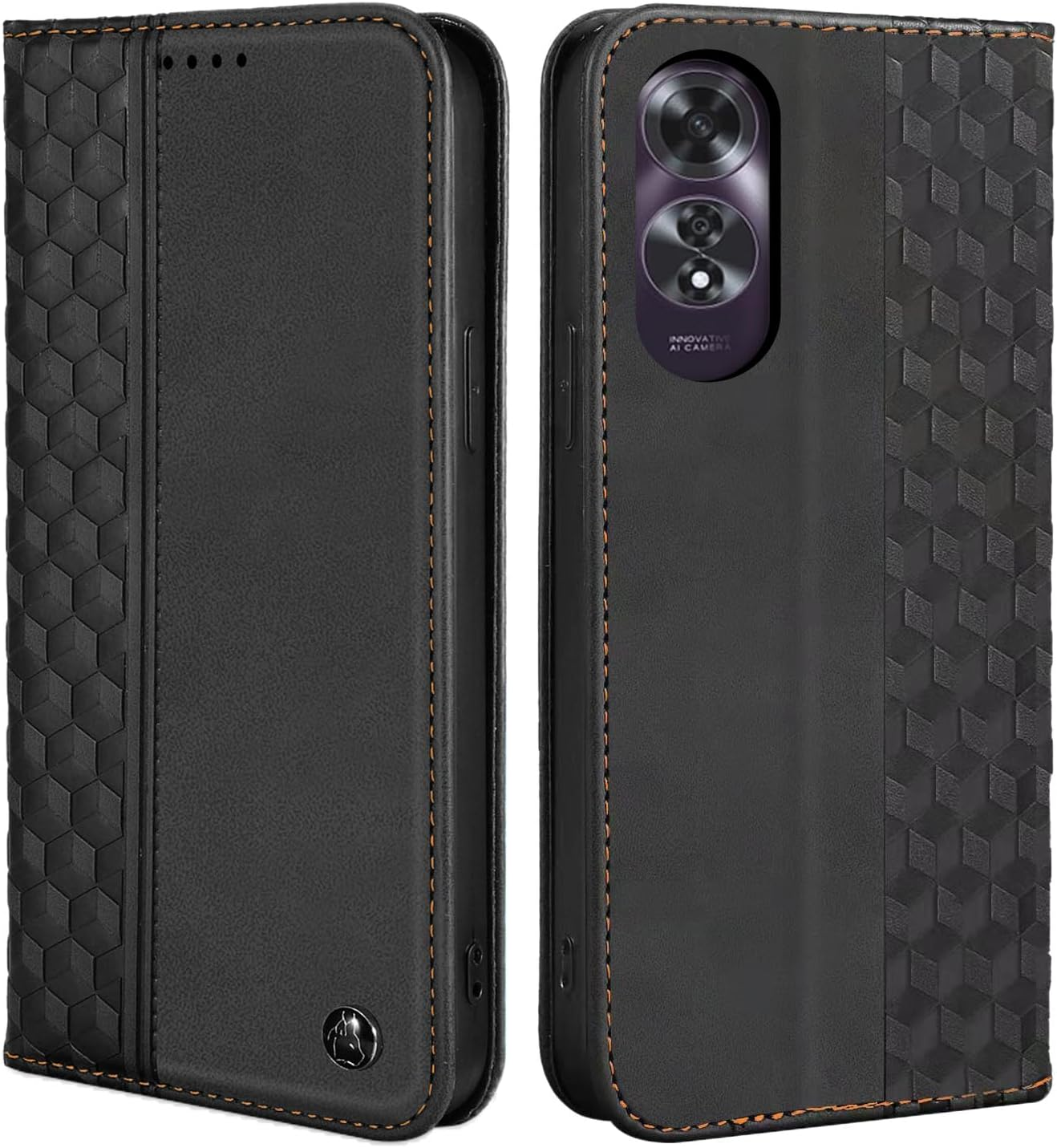 CXTCASE Case for Oppo A60 5G/ Oppo A40 (6.67 Inch), Shockproof PU Leather Flip Folio Cover with Card Slots, Magnetic Wallet Case for Oppo A60 5G/ A40, Black