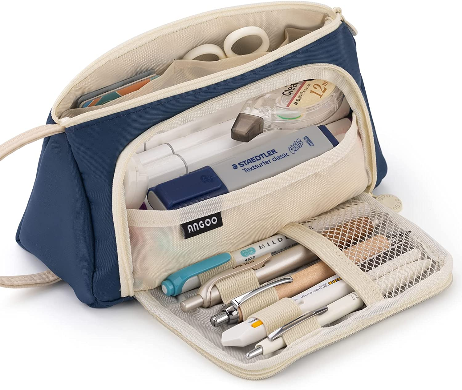 Big Capacity Pencil Case, Large (Navy), Multi, Simple image number 1