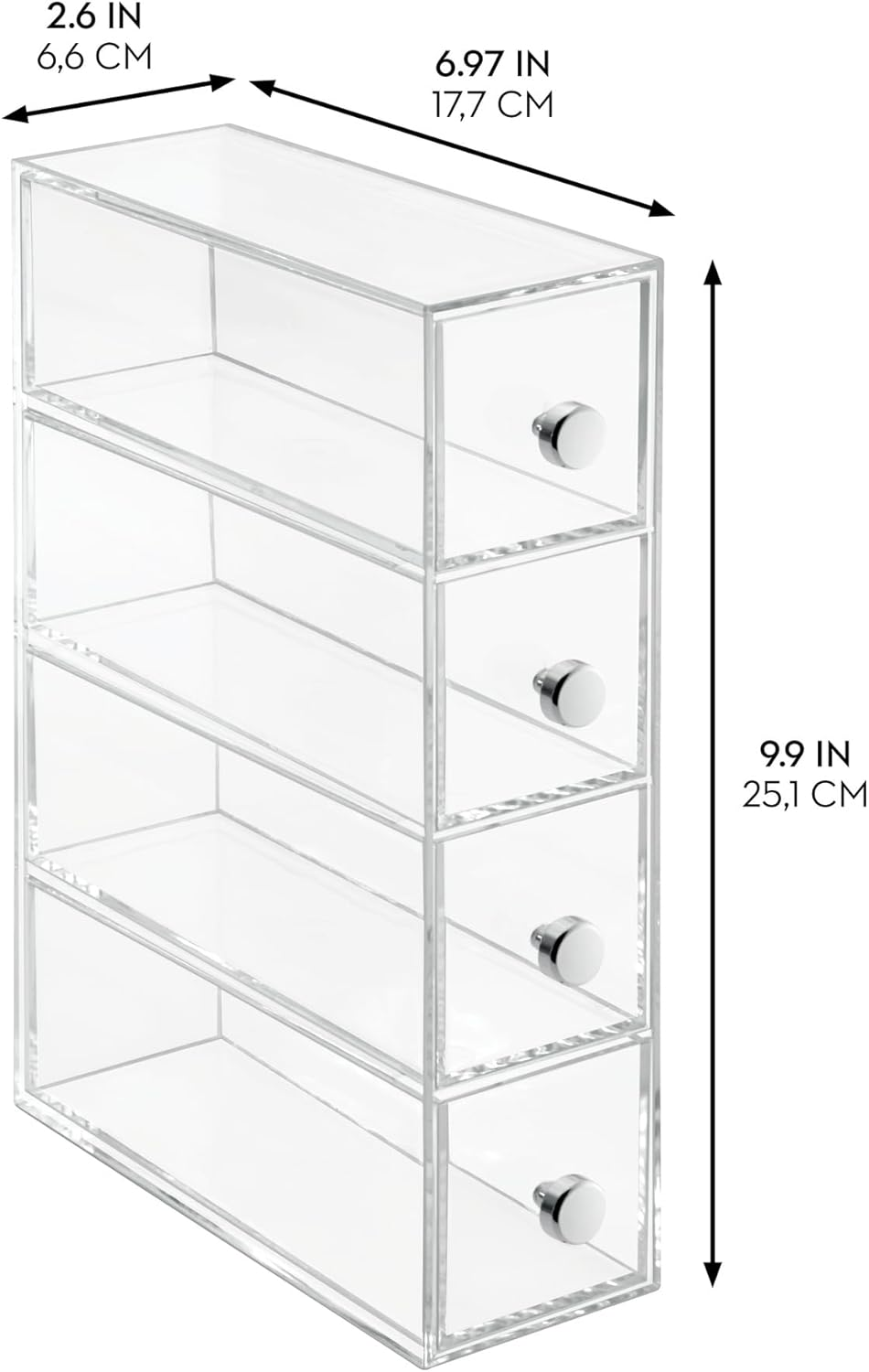 Interdesign Clarity Cosmetic Organizer for Vanity Cabinet to Hold Makeup, Beauty Products - 4 Drawers, Clear image number 3