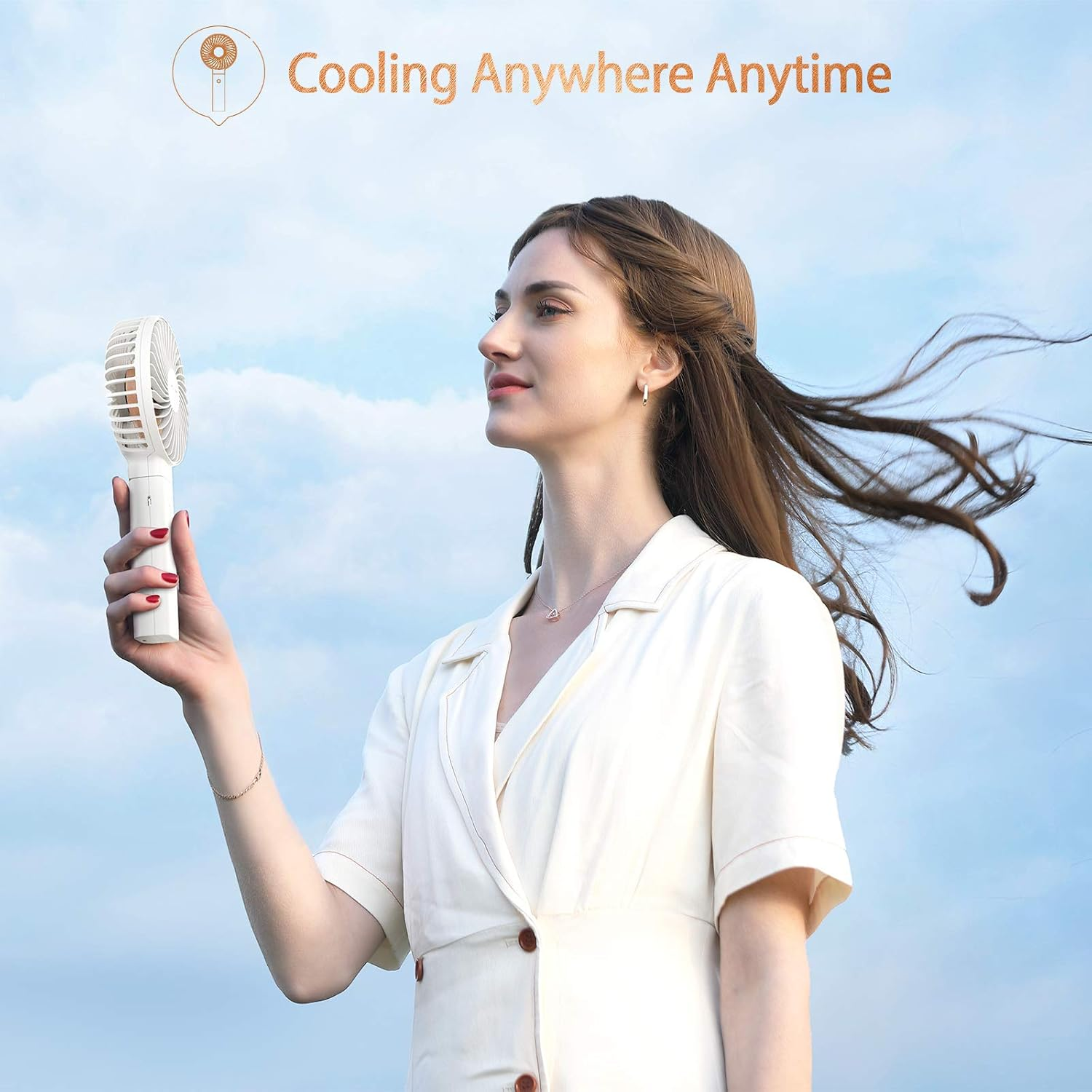 Funme Handheld Fan 5000 Battery Portable Strong Wind Fan Rechargeable, 20 Hours Quiet Foldable USB Desk Fan, 4 Speed Powerful Personal Hand Fan Exquisite for Girl Makeup Office Indoor Outdoor Holiday image number 5