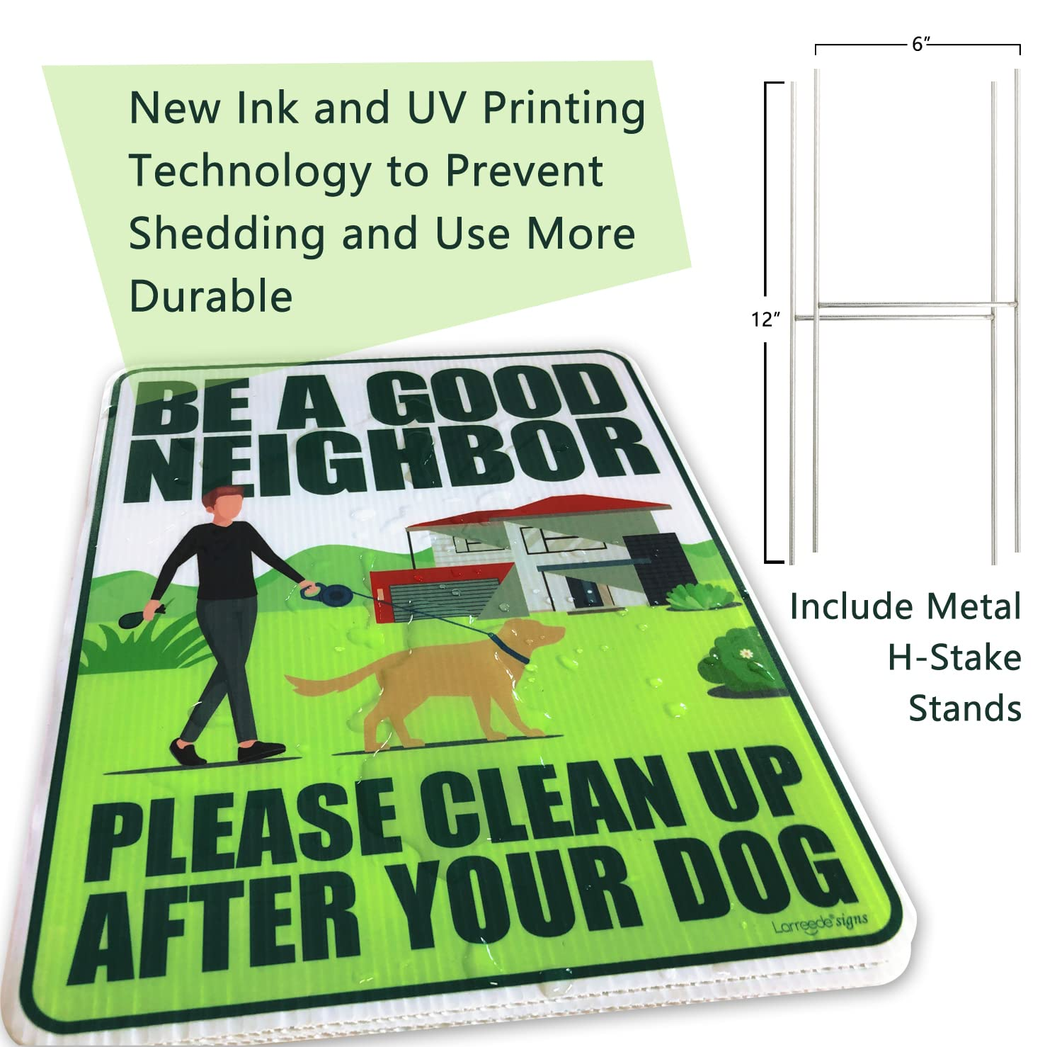 Clean up after Your Dog Signs 2 Pack 12"X9" with Metal Stake, No Pooping Dog Signs for Yard, Pick up after Your Dog Signs image number 4
