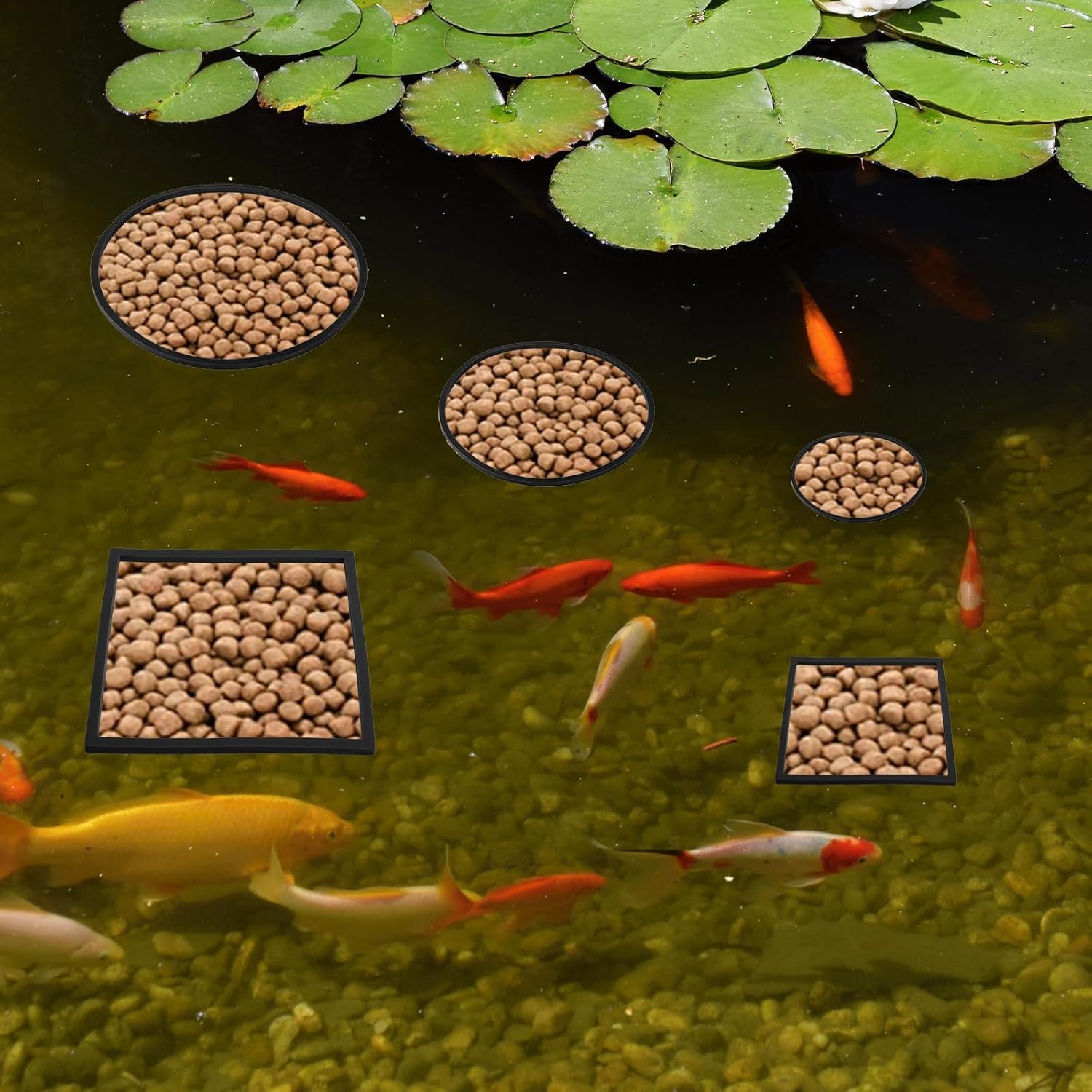 10 PCS Fish Feeding Rings, Aquarium Floating Plant Corral round & Square Aquarium Plant Holder Fish Toys Turtle Betta Fish Tank Accessories Reduces Automatic Fish Feeder Waste, Maintains Water Quality image number 1