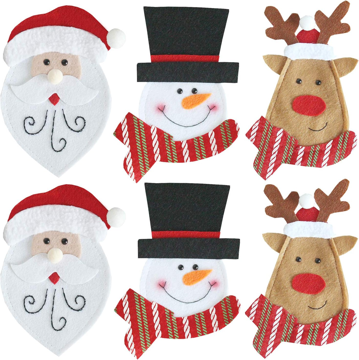 6PCS Christmas Snowman Tableware Holder Silverware Holder Pockets Set Knife Spoon Fork Bags image number 3