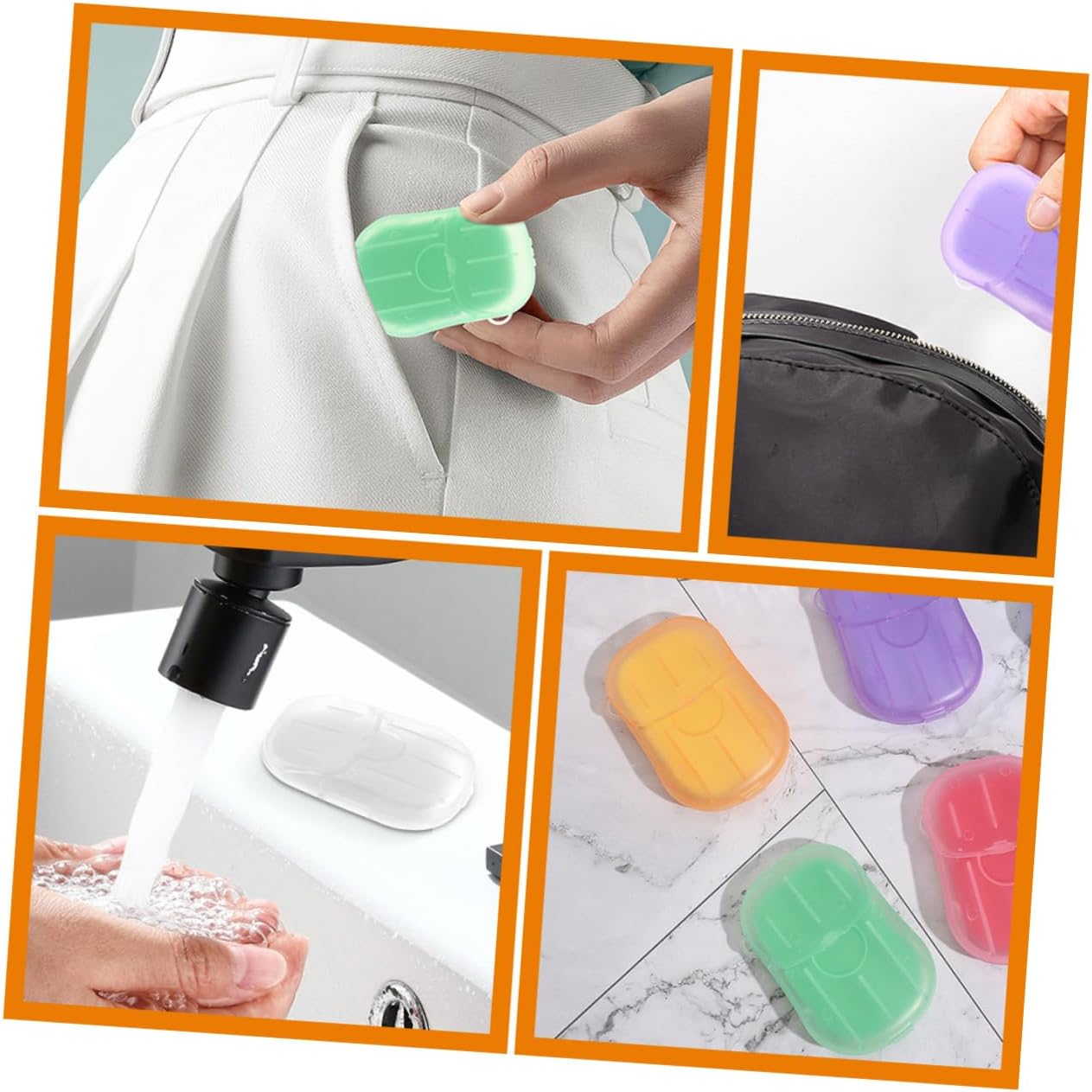 Parliky Portable Travel Soap Sheets 4 Boxes of Compact Hand Cleaning Soap Slices for Outdoor Camping and Travel Random Color image number 4