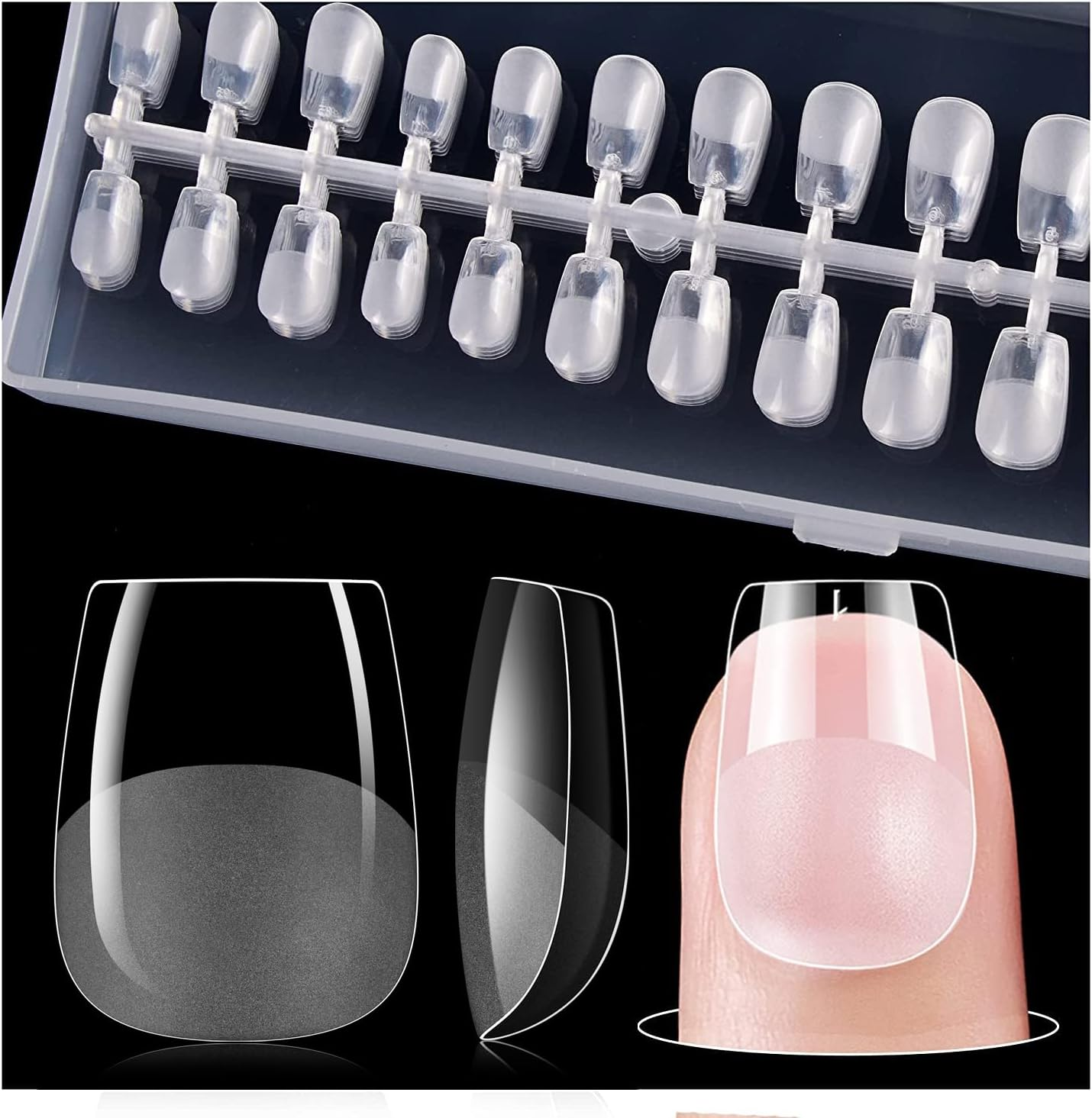 Gelike EC Extra Short Soft Gel Nail Tips Kit for Soak off Nail Extensions,Full Cover,Coffin Shaped,Pre-Buff PMMA Resin,Clear Ultra-Thin Design,15 Sizes,240 Pieces image number 1