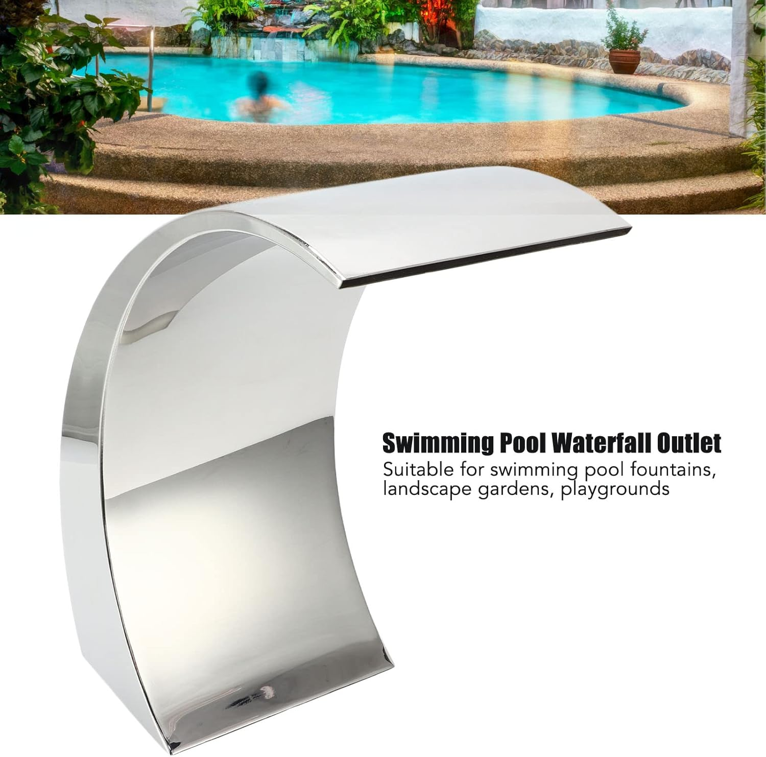 Cryfokt Stainless Steel Pool Water Fountain Nozzle with Rounded Arc Design for Even Water, High Strength, for Swimming Pools, Gardens, and Ponds image number 2