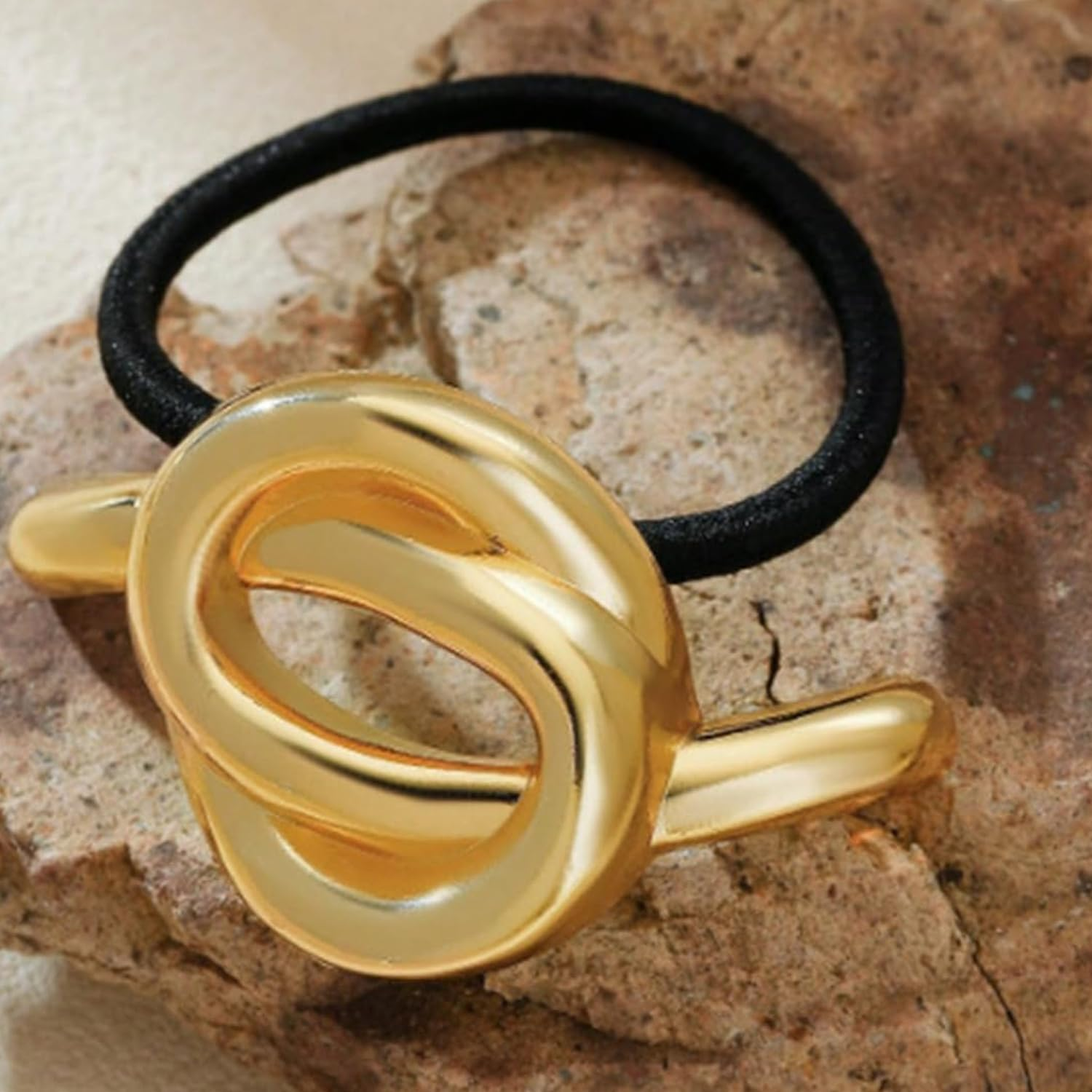 Pack of 6 Hair Bobbles Gold, Metal Hair Bobbles, Gold Hairs Cuff Wrap Hair Ties, Metal Geometric Elastic Hair Ties, Gold Metal Creative Hair Accessories, for Women and Girls image number 4