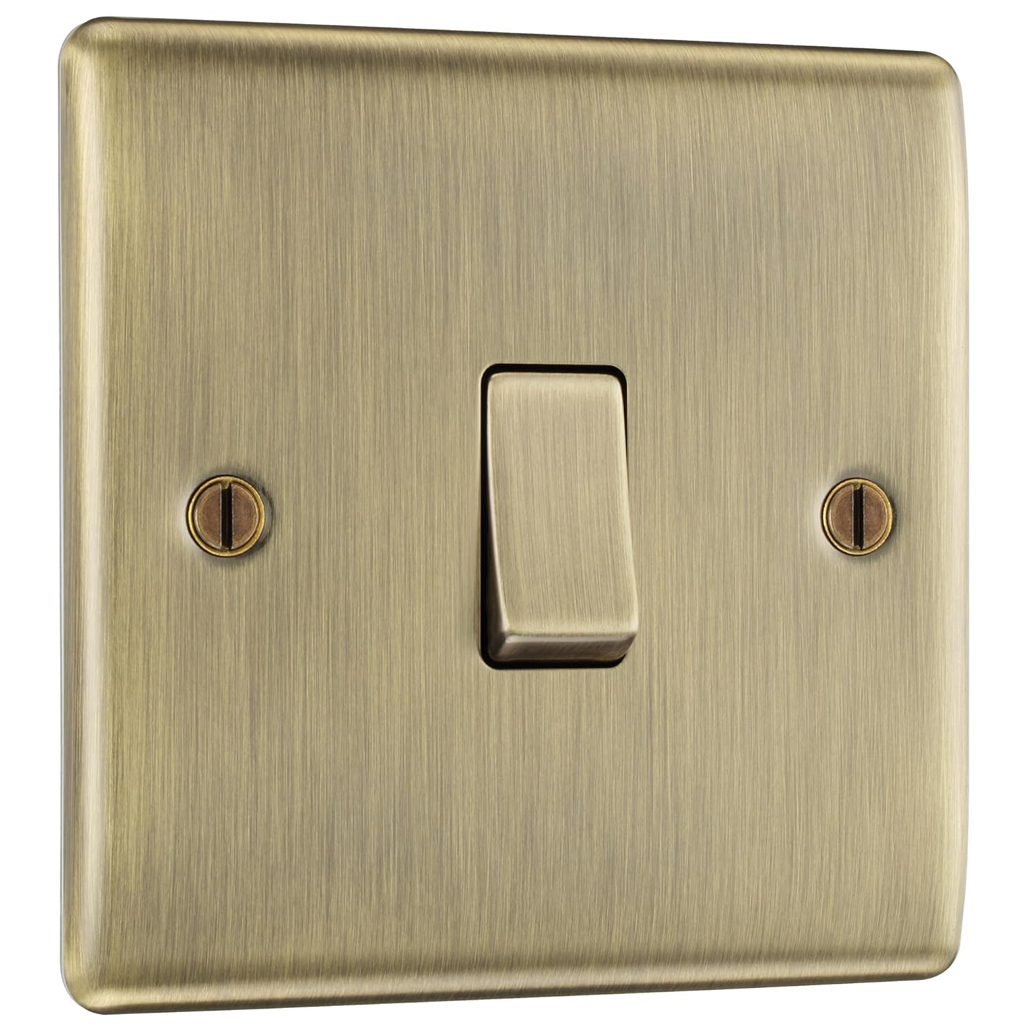 BG Electrical Single Intermediate Wall Light Switch, Raised and Slim Profile, round Edges, Nexus Metal, Antique Brass, 20A, 16AX, NAB13 image number 5