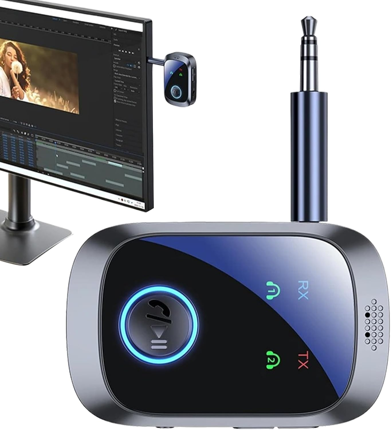 Wireless Transmitter Receiver - Wireless Receiver for Headphones,Double Stream Multipoint 2 in 1 Hifi LCD Screen for Music Game Consoles Tvs Speakers Cell Phones Pc Car Home Gym image number 5