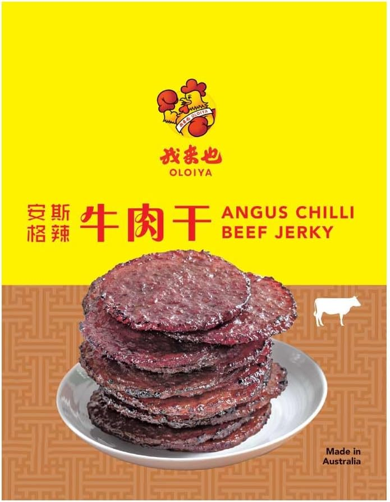 OLOIYA Beef Jerky Great Every Day Snack with 6.8 Protein Angus Chilli Beef Jerky Read to Eat for School Snack Flavour for Work Travel, 190G image number 1