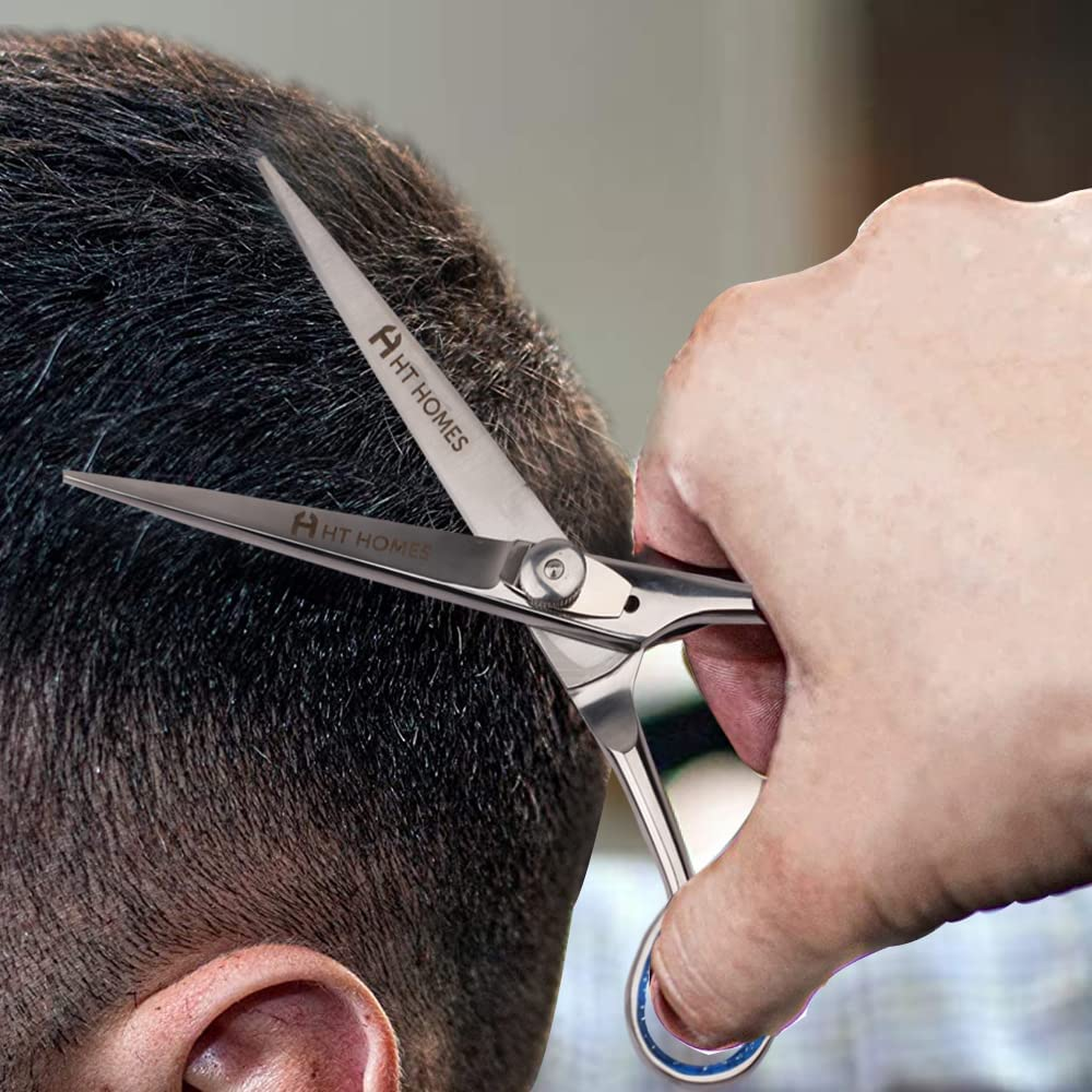 Professional Barber Scissors Set - Thinning Scissors & Shears Kit, 6.5 Inch Silver Hairdressing Shears, Japanese Stainless Steel for Salon with COMB. (6.5" Set of 3, Silver)