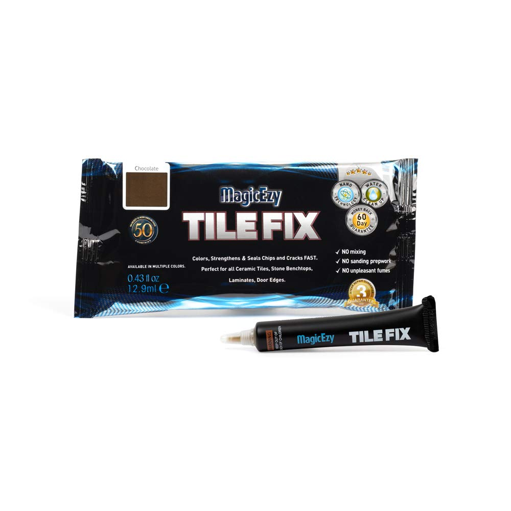 Magicezy Tile Fix (Chocolate) Tile Scratch Touch up Filler - Bathroom Floor Tile Crack Repair - Easy to Use - Super Strong