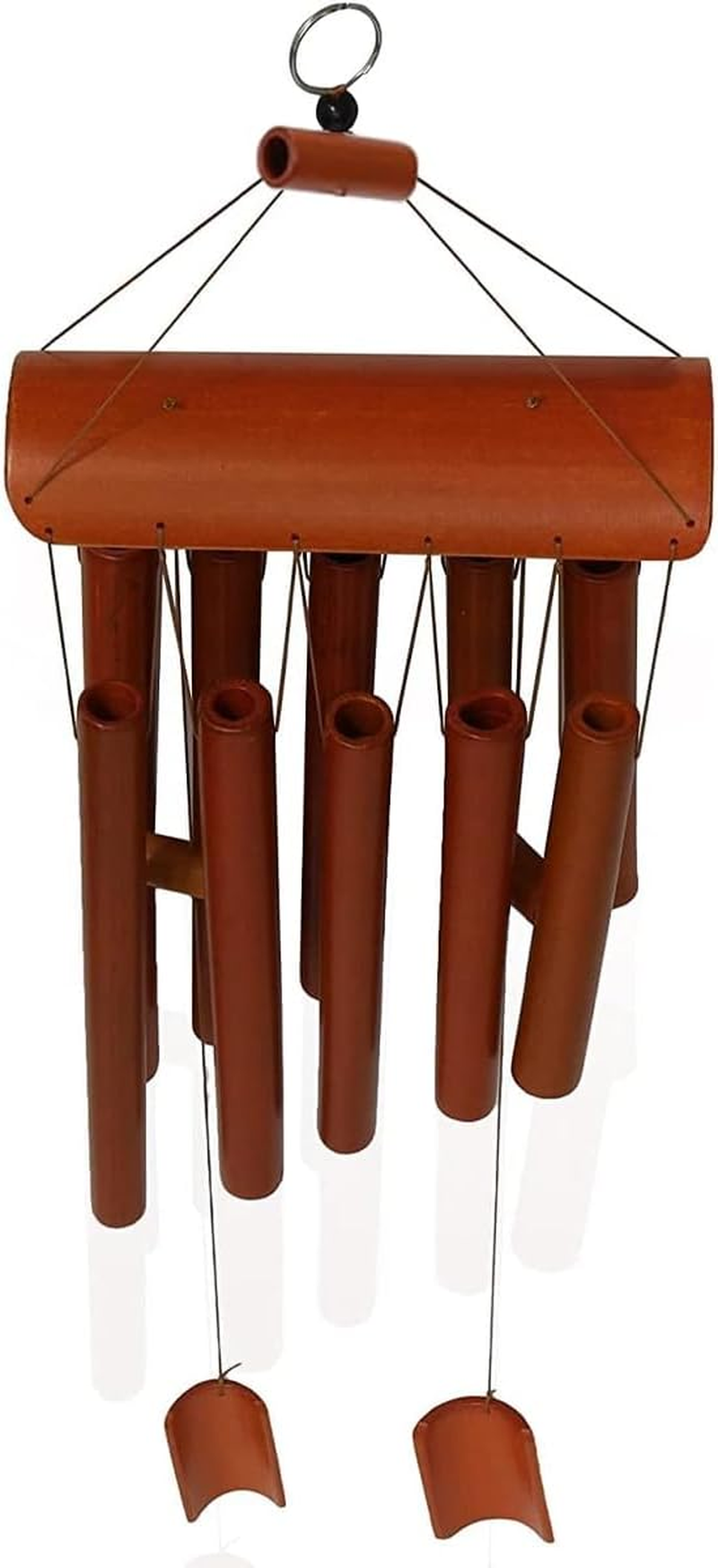 AIMALL Bamboo Wind Chime, Natural Bamboo Craft for Peaceful Ambiance, Home and Garden Decor, Ten Tubes, 23.6In Length image number 2