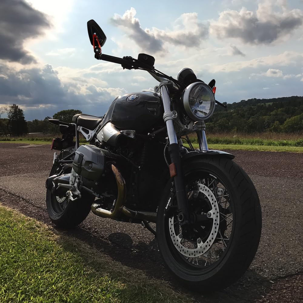 7/8" 22Mm Bar End Rear Mirrors Motorcycle Accessories Motorbike Scooters Rearview Mirror Side View Mirrors Moto for Cafe Racer Wide Angle Blind Spot Free Motorcycle Rearview Mirror - 1 Black image number 3