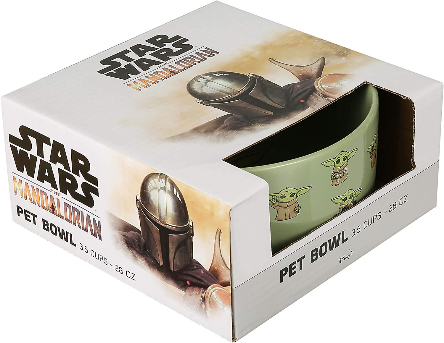 Star Wars the Mandalorian Baby Yoda Ceramic Dog Bowl, 3.5 Cups | Meal Time Star Wars Dog Food Bowl, Green Dog Bowl with Baby Yoda | Dog Water Bowl for Dry Food or Wet Food image number 3